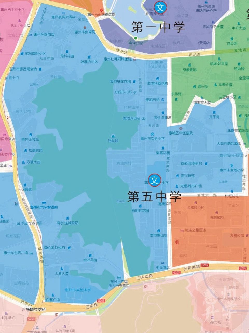 2022惠城区公办初中学区划分图 2022惠城区公办初中学区划分图
