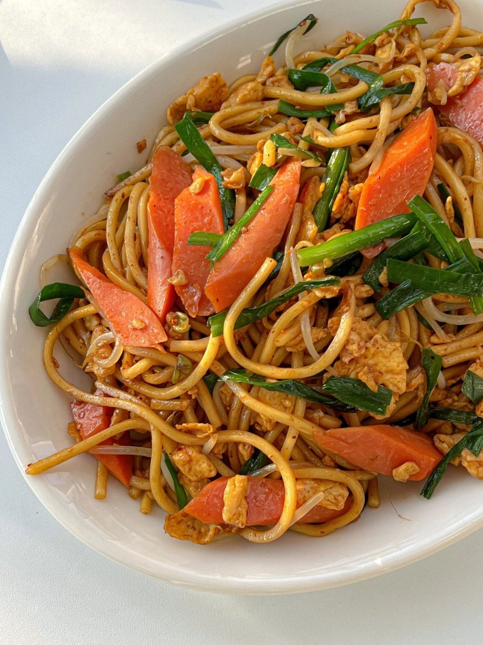 5分钟同款街边小吃7515零难度炒油面|超好吃 火腿肠|鸡蛋2个|豆芽