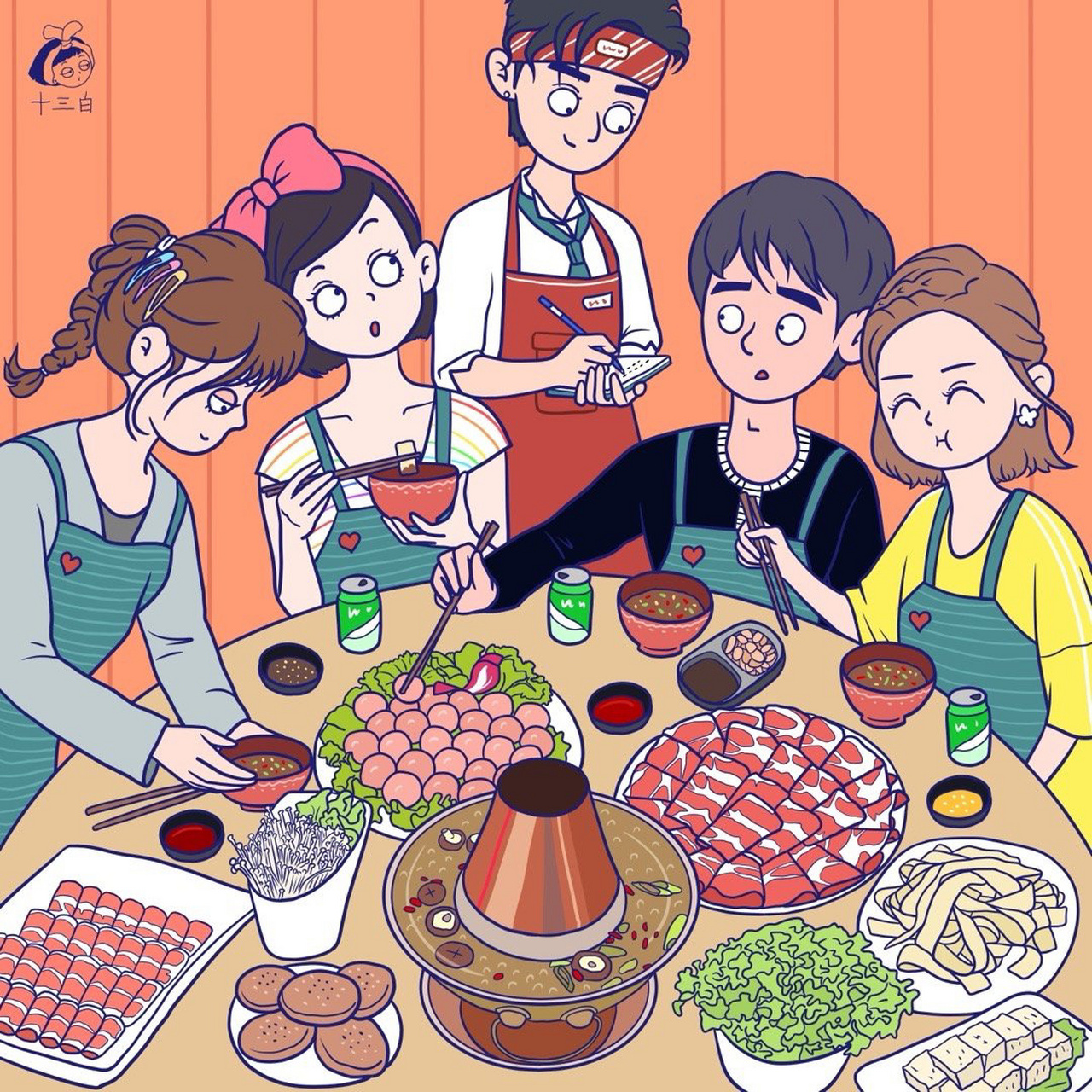 我们在一起 系列插画 群像 十三白原创插画 九张人物群像插画 #我是