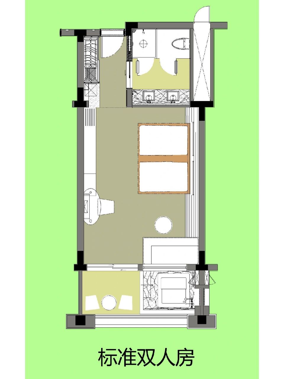 国际著名品牌五星级酒店客房平面设计图 凯宾斯基大酒店客房平面设计