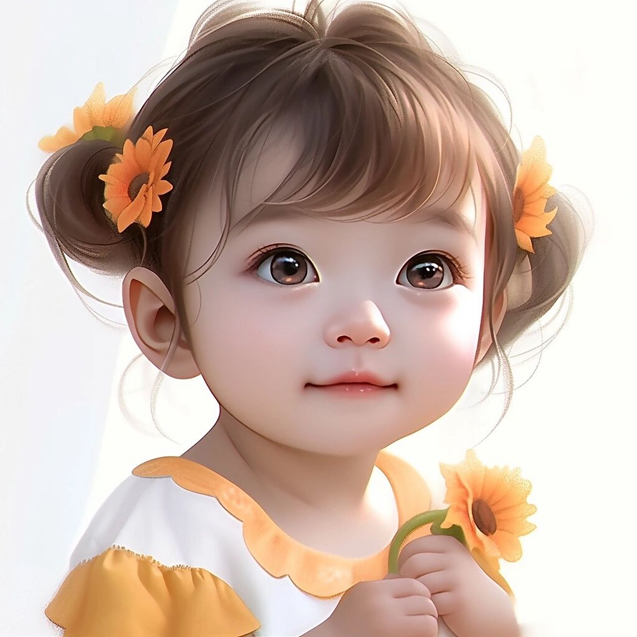 ai绘画头像|向日葵小月龄女宝宝头像