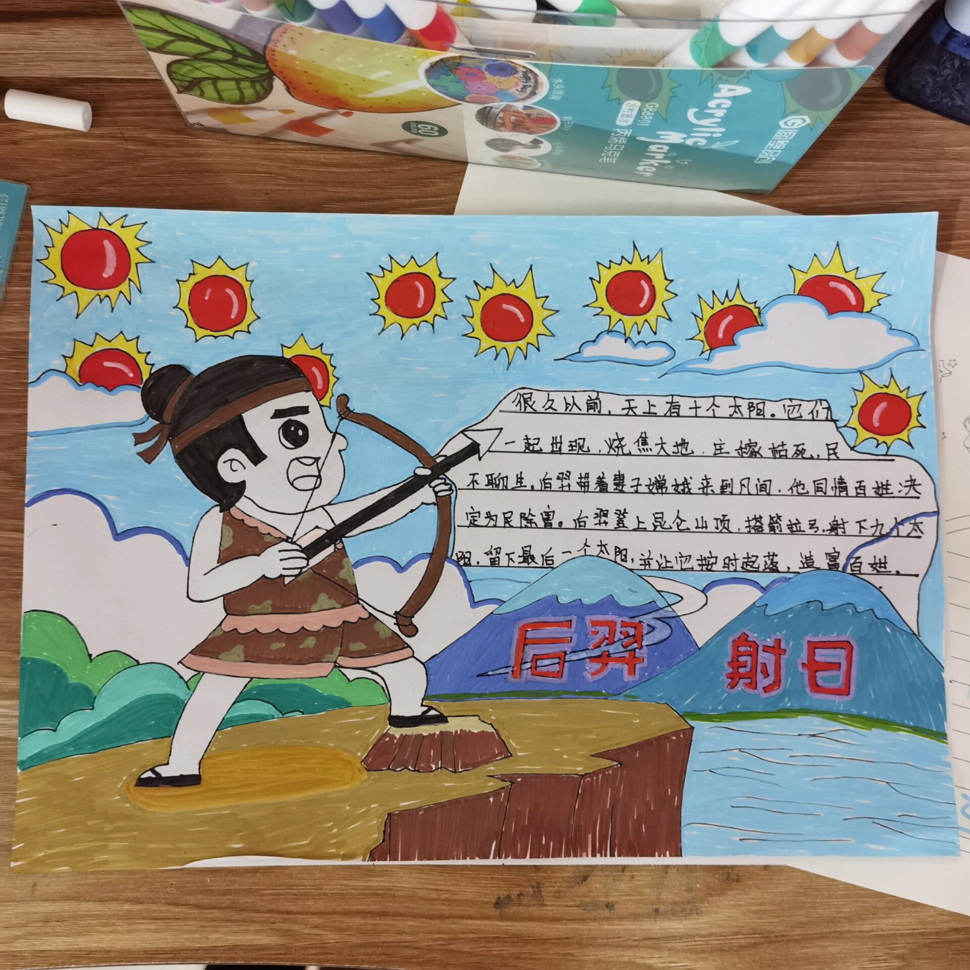 手抄报,后羿射日