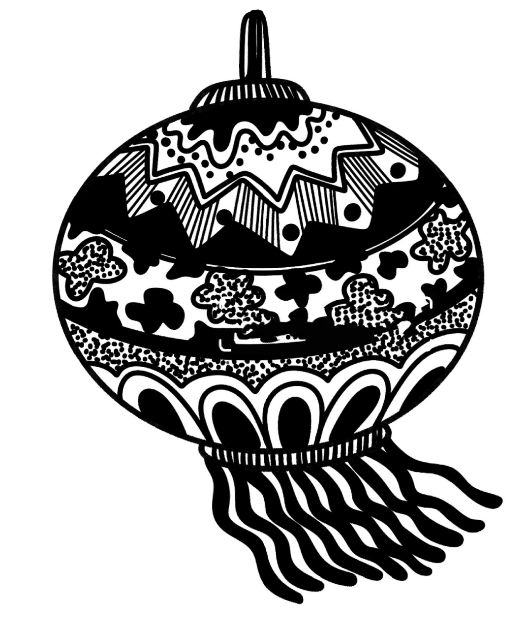 《元旦花灯》黑白线描画灯笼合集 喜迎元旦!