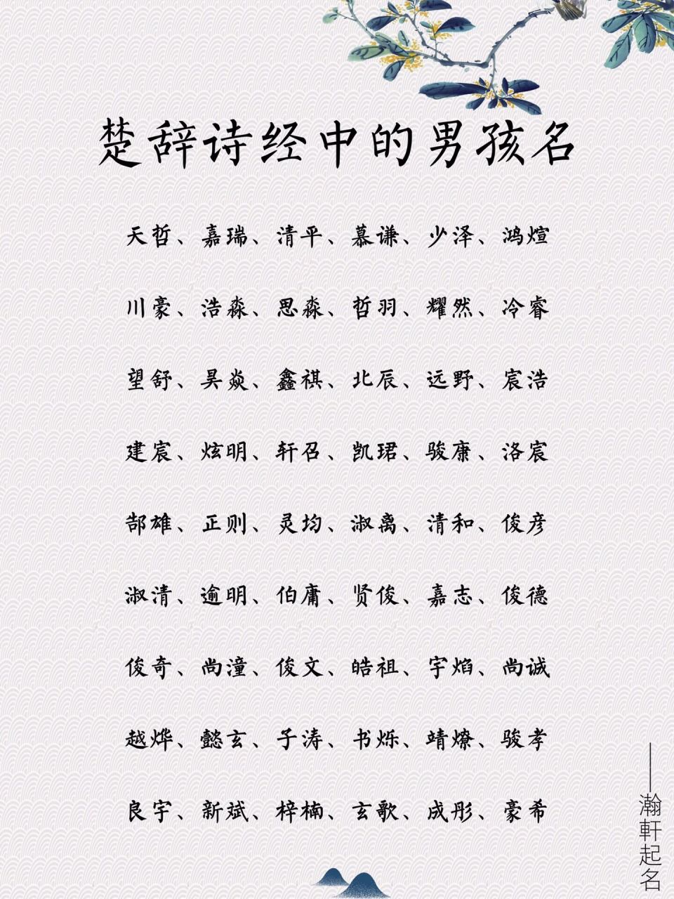 楚辞诗经中的男孩名【皓晨 皓出自:怜此皓然质,无人自芳馨