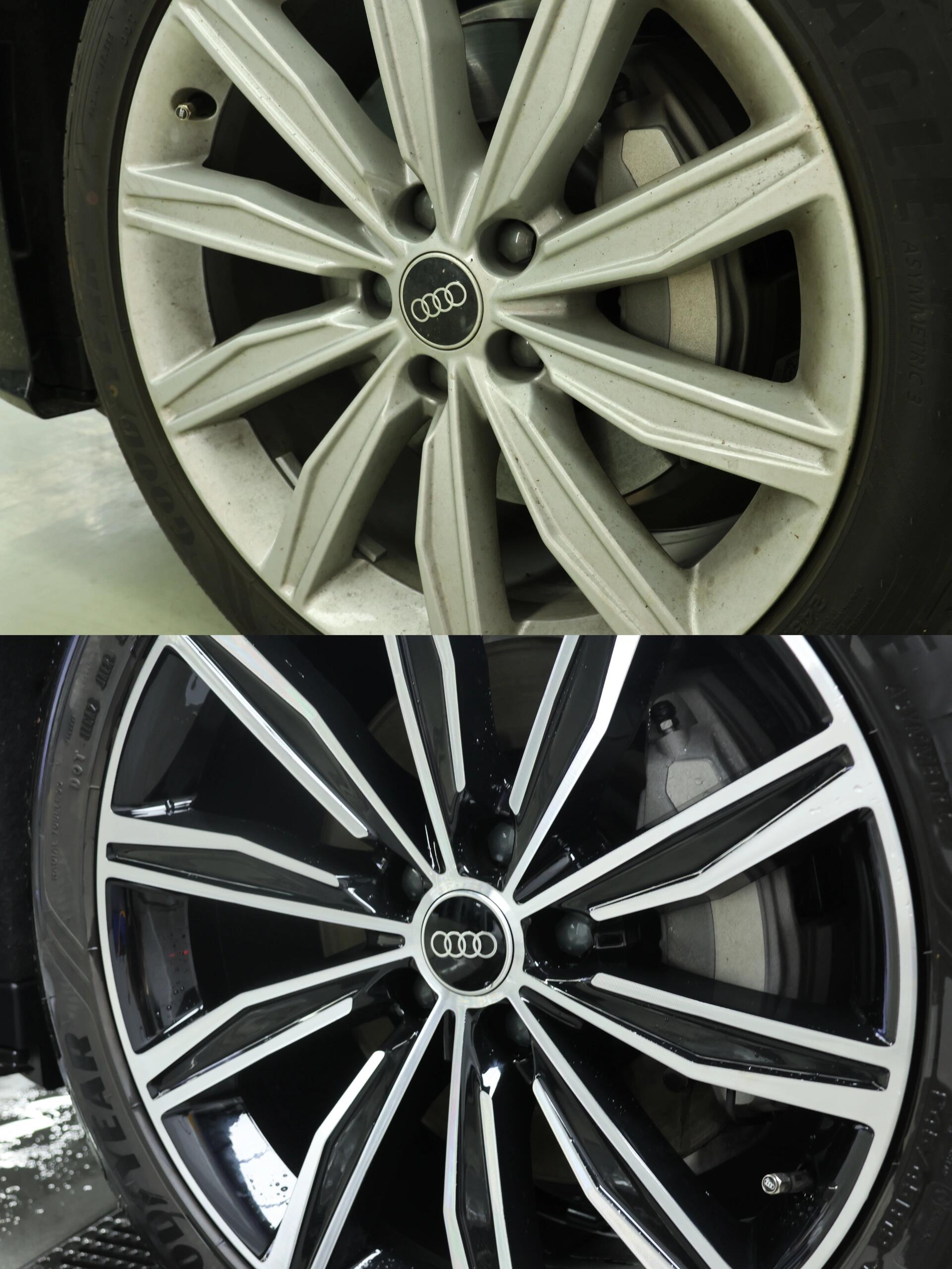 奥迪a6轮毂改色黑底拉丝真的帅啊