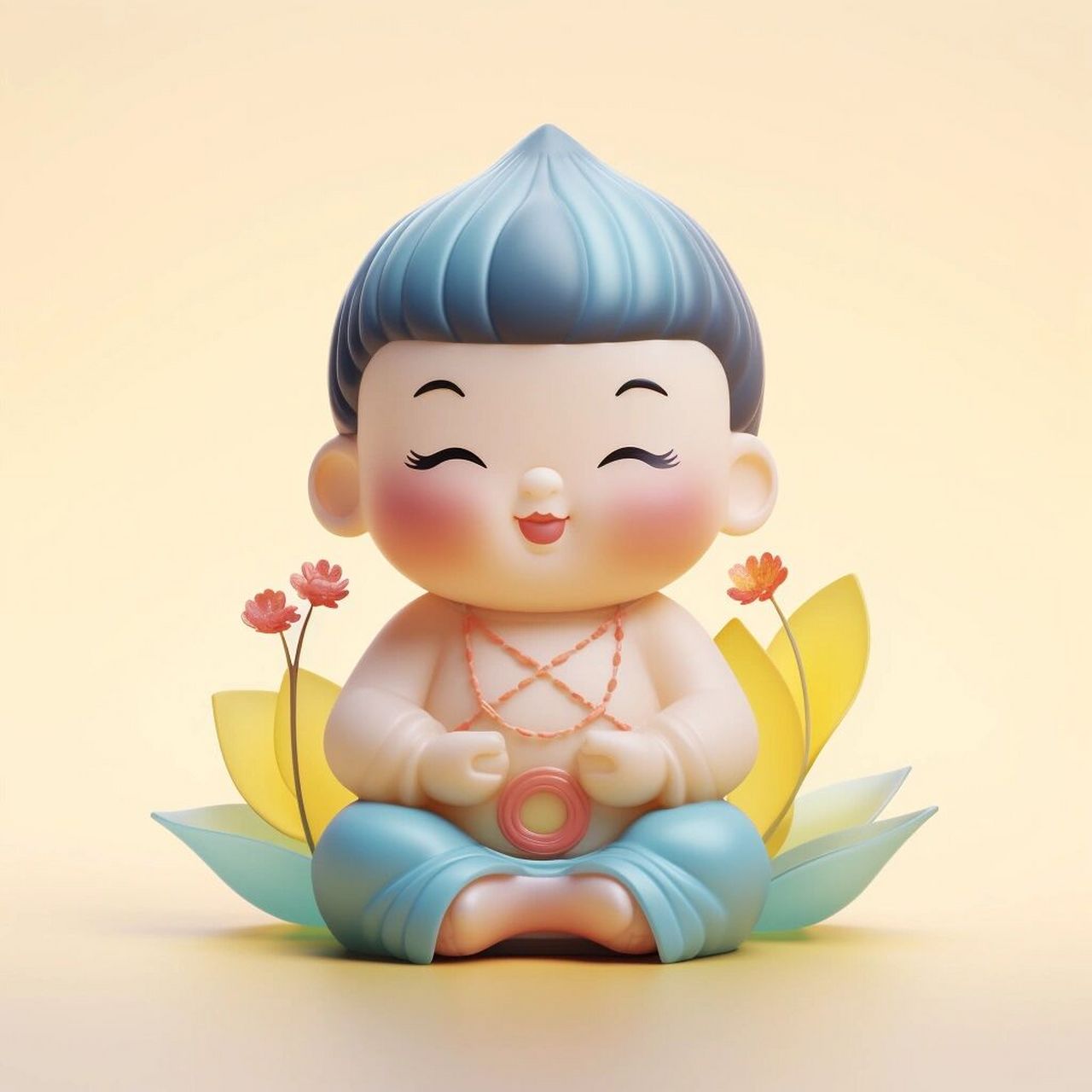 佛娃打坐 笑容如莲 看取莲花净,应知不染心.