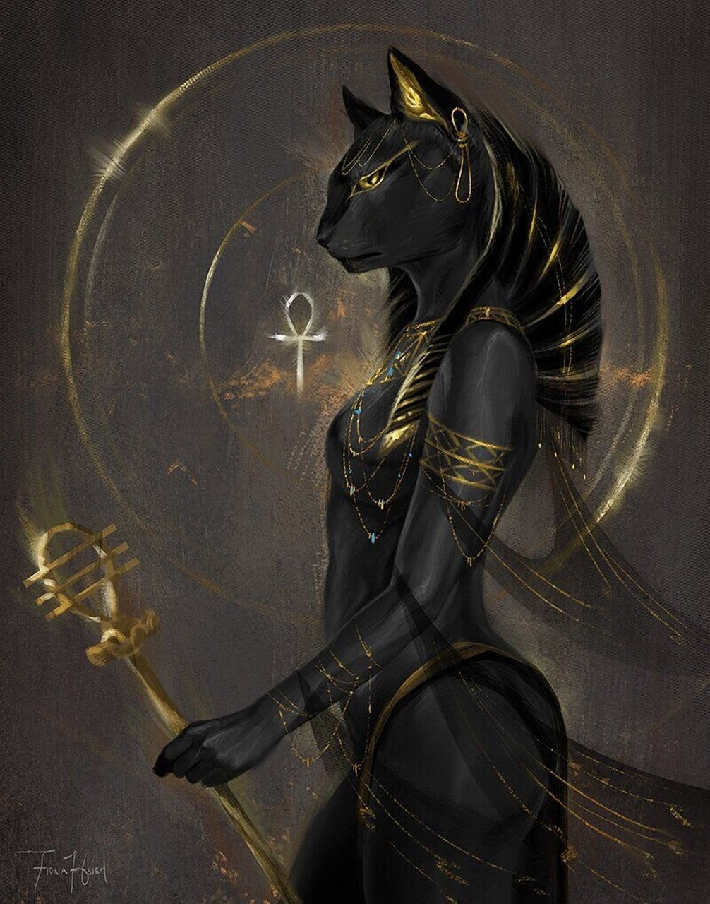 古埃及的猫女神 bastet 芭斯特 在最古老的神话中,芭丝特本来是拥有