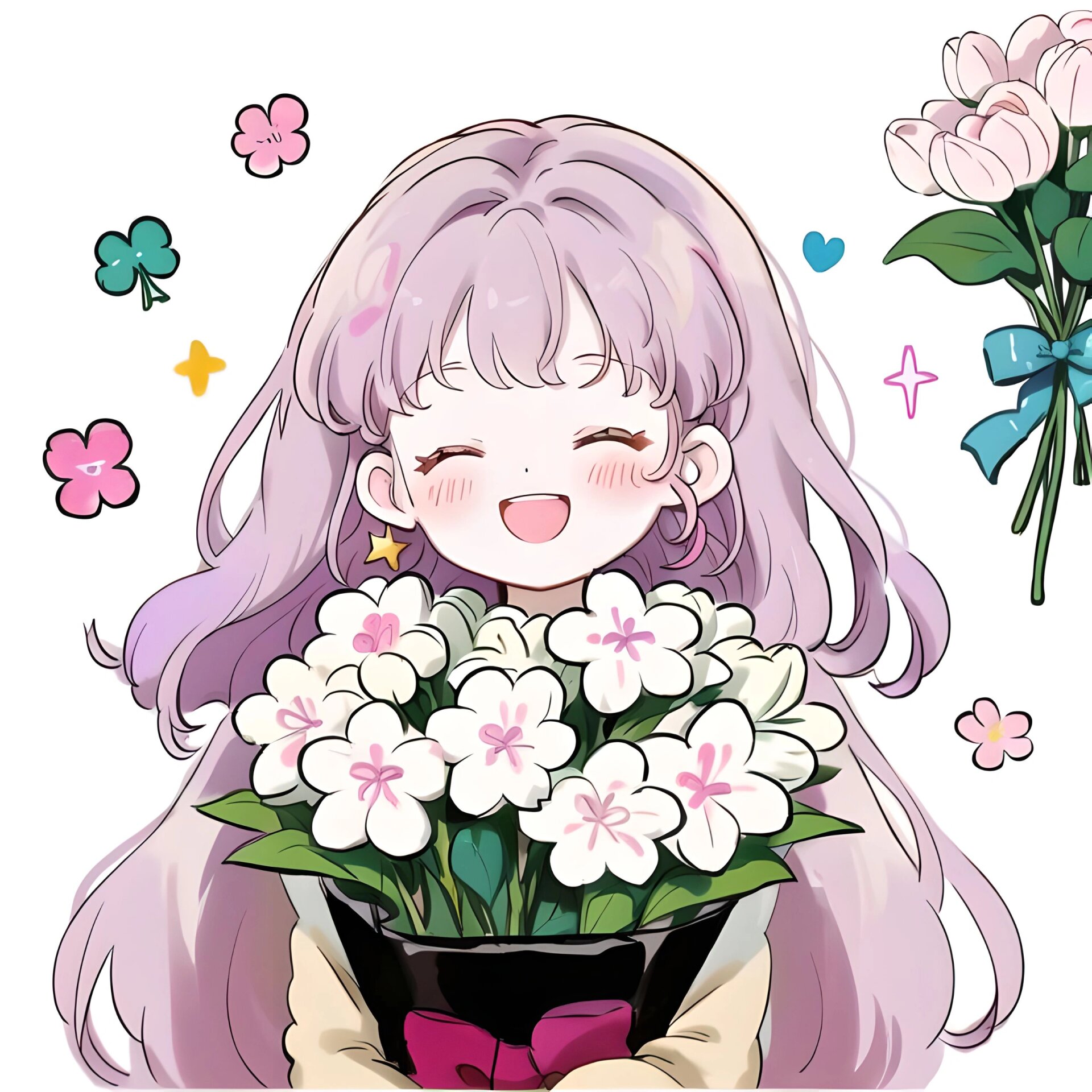 极简头像|四叶草手捧花系列闺蜜头像@闲云液鹤的动态