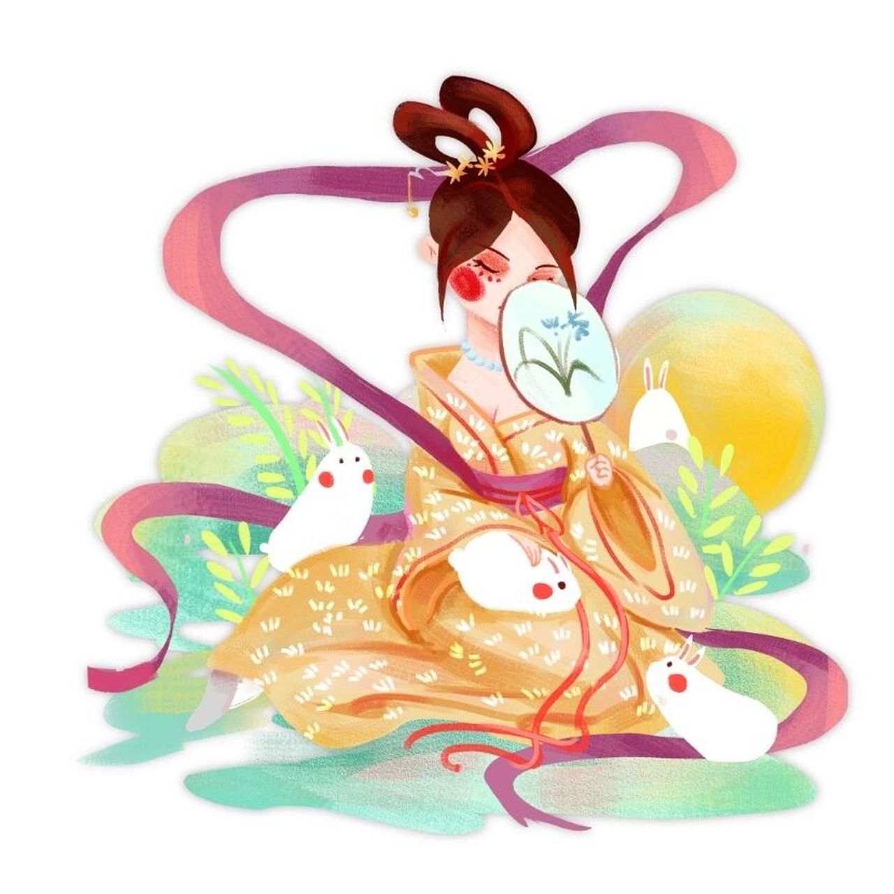 嫦娥与玉兔(87) 玉兔,在神话故事中是随嫦娥飞升到月宫中的一只兔子