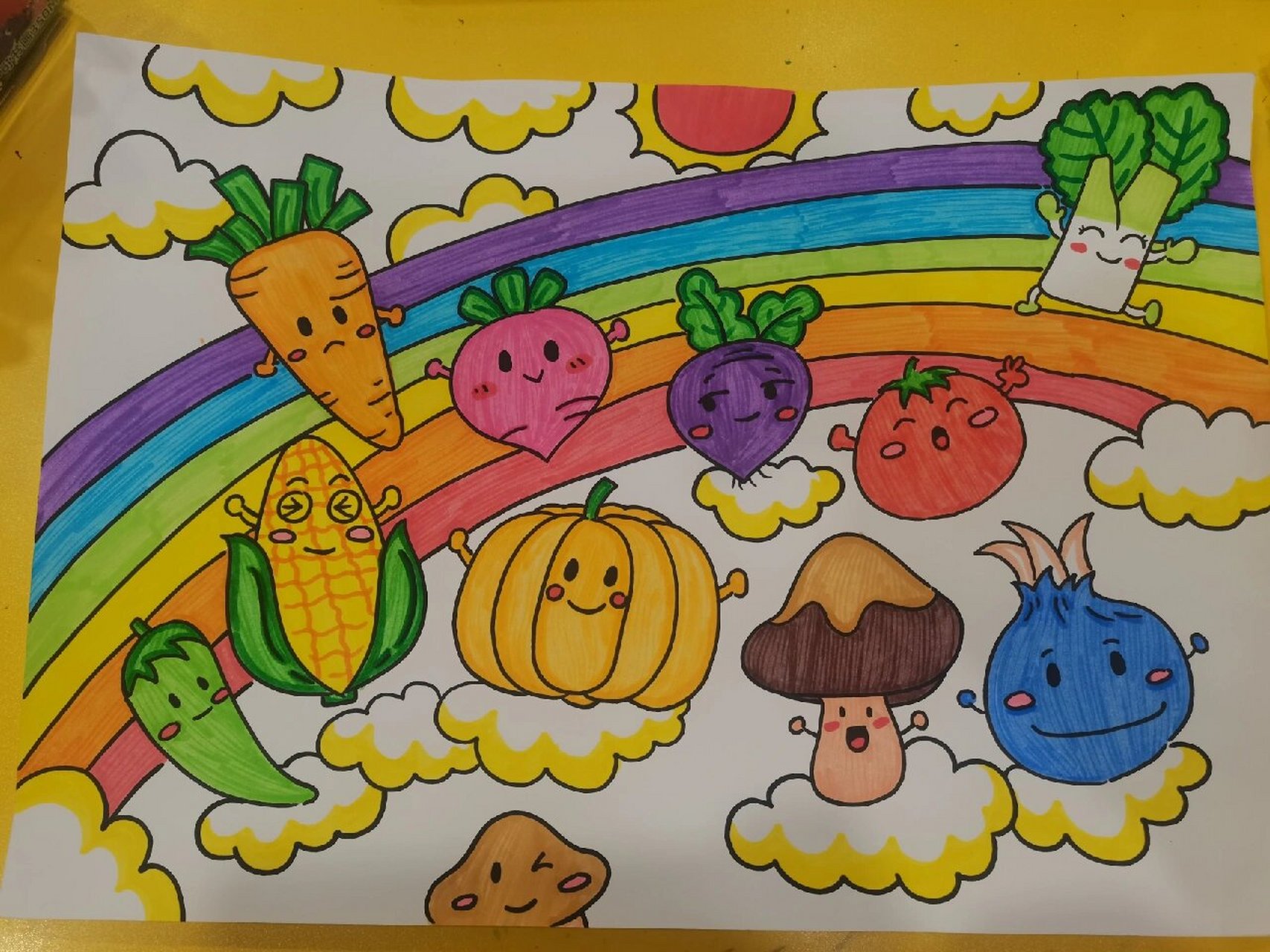 《蔬菜小精灵》 简单形状简单可爱的表情添画不同背景.