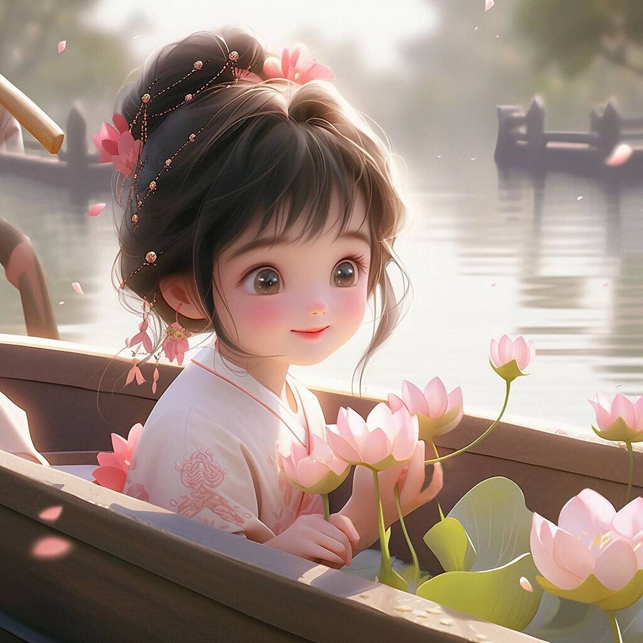 q版古风采莲仙女头像来咯! 诗情画意,嘿嘿!