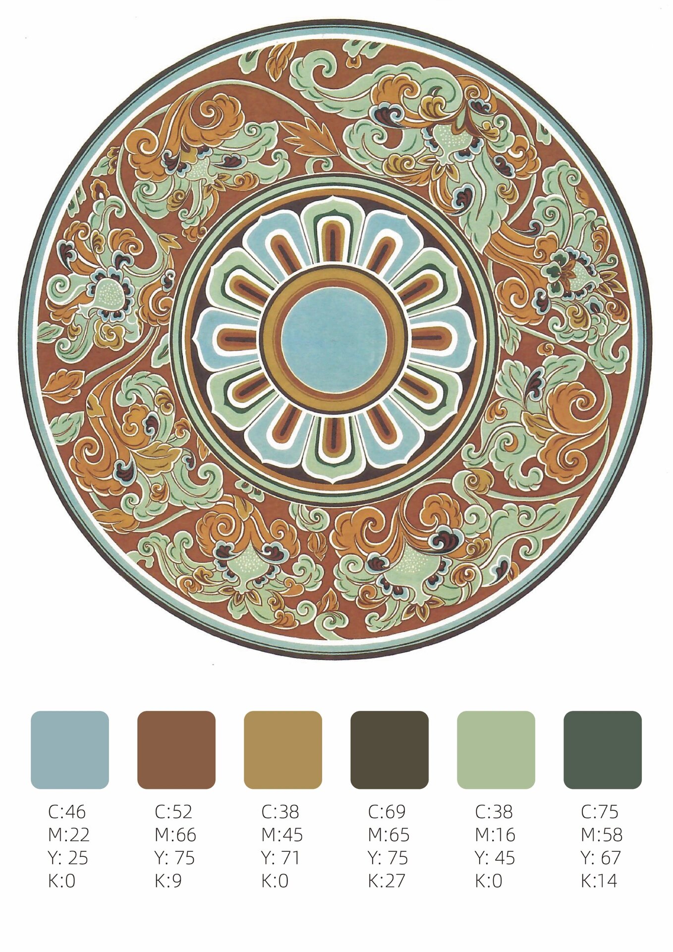 敦煌的色彩中饱和度和明度都偏中低,高雅又迷人