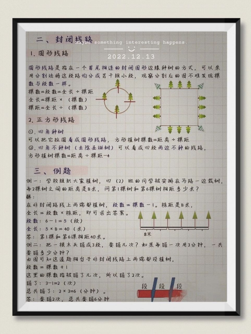 植树问题公式总结  植树问题公式