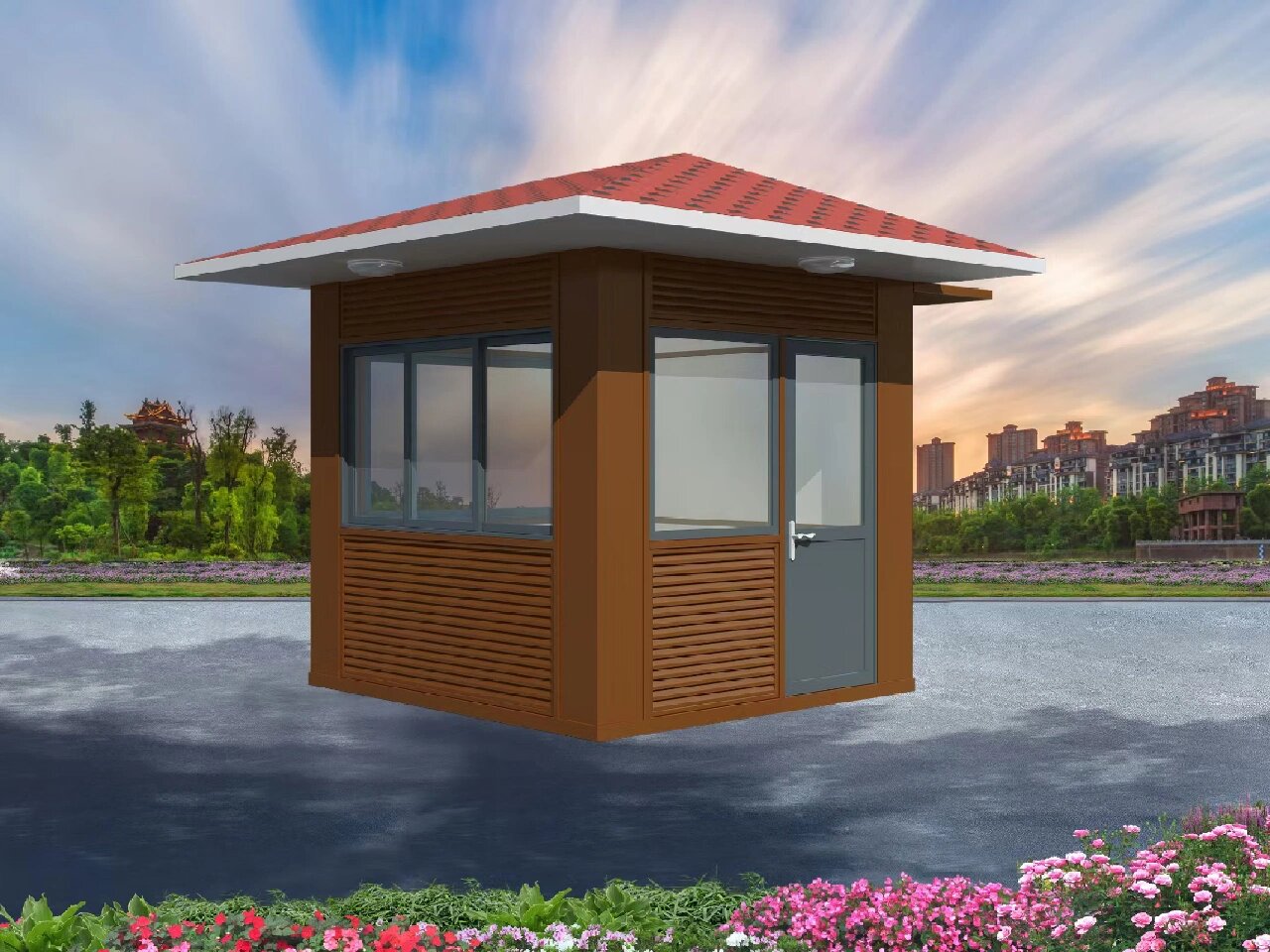 岗亭效果图 停车场岗亭定制