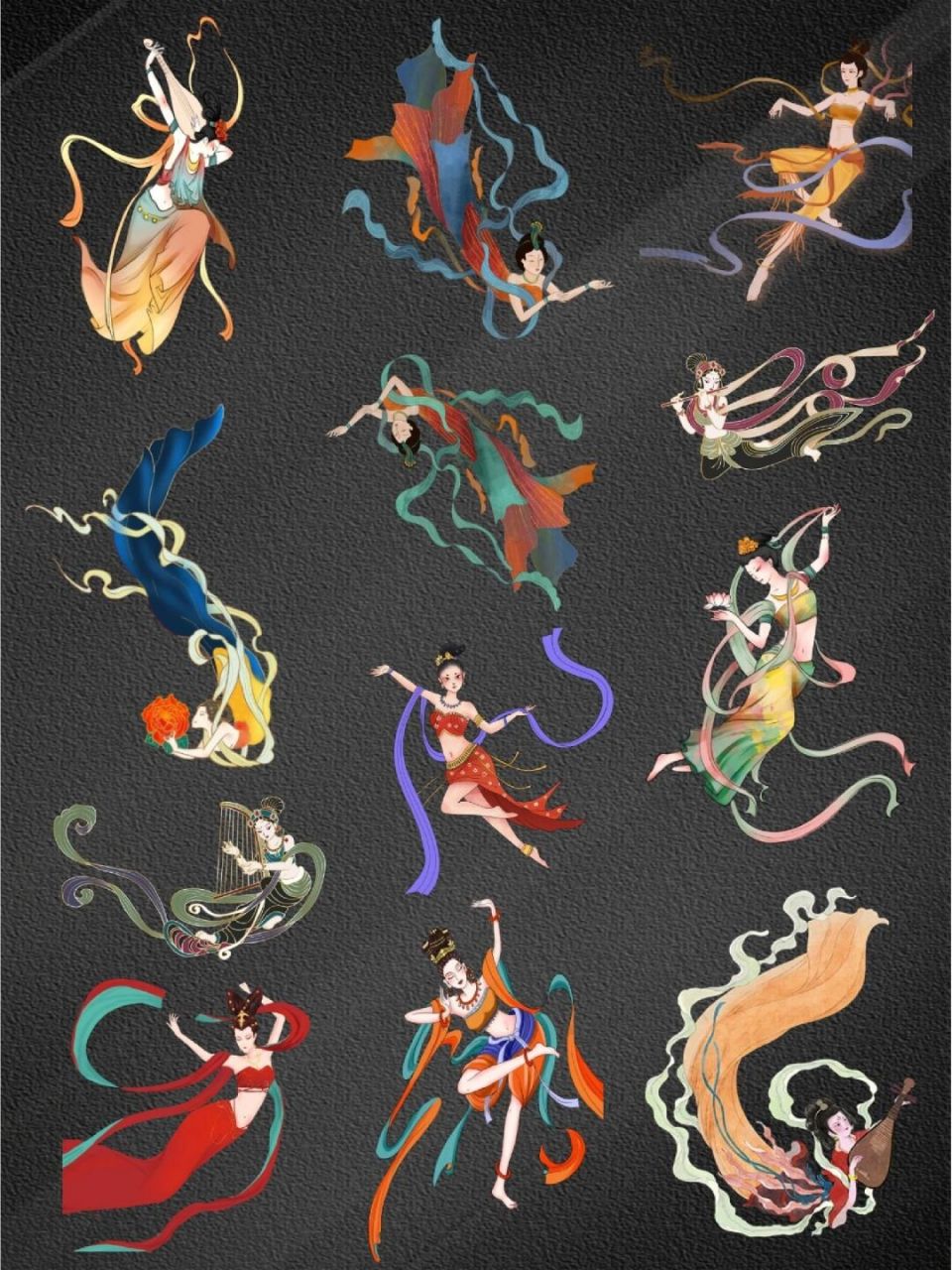 97素材库|敦煌飞天仙女免抠png手账素材② 94敦煌飞天仙女的形象