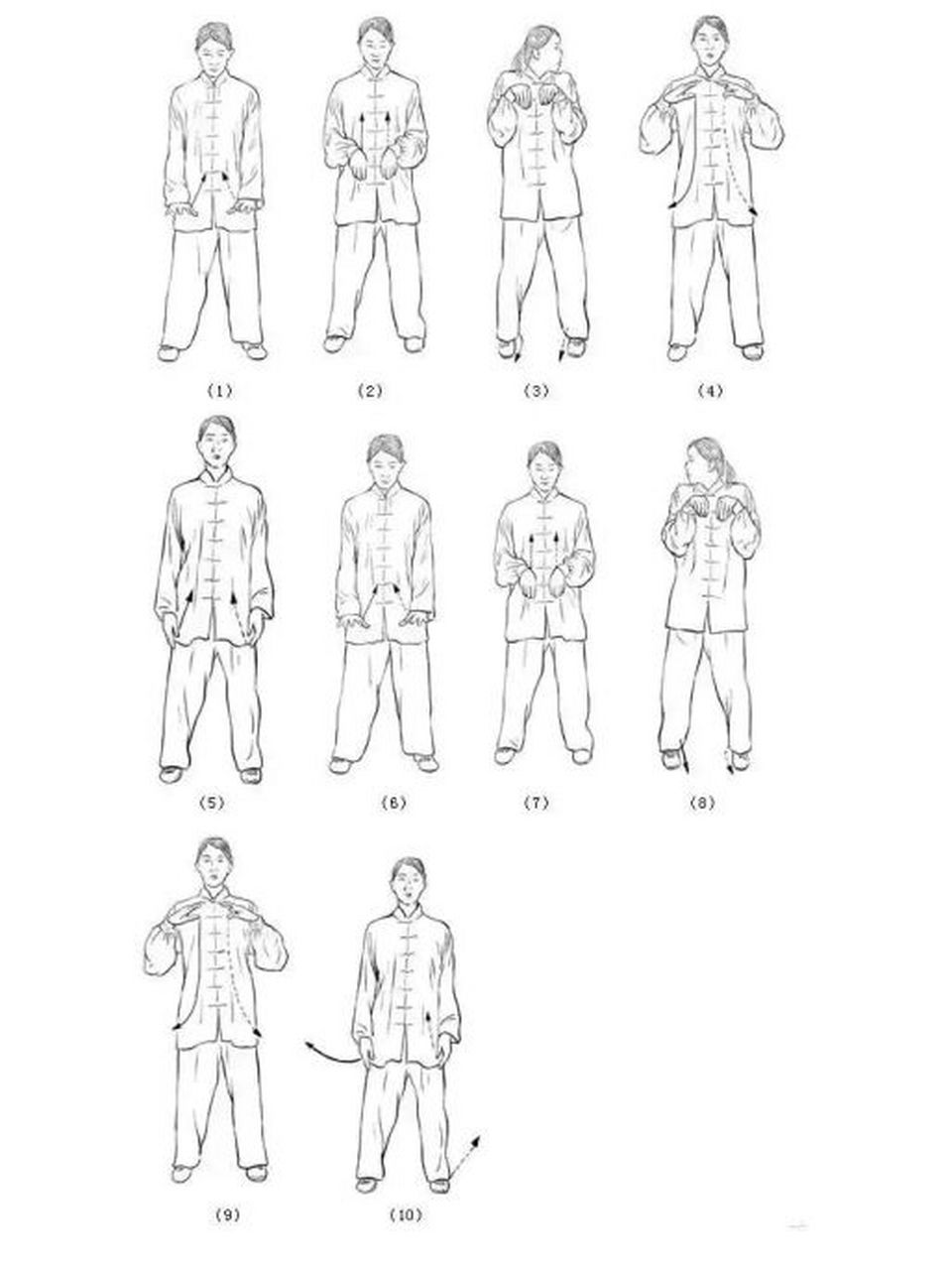 五禽戏详细图解|猿式 猿提第七式 	 动作一:接上式.