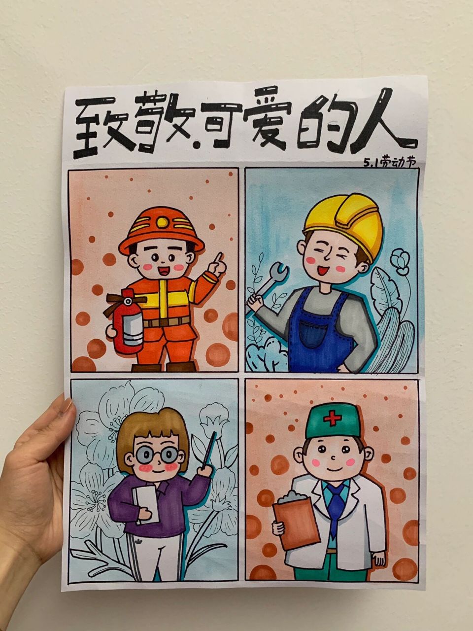五一劳动节绘画96  五一劳动节儿童画 致敬可爱的人～ 看图猜职业