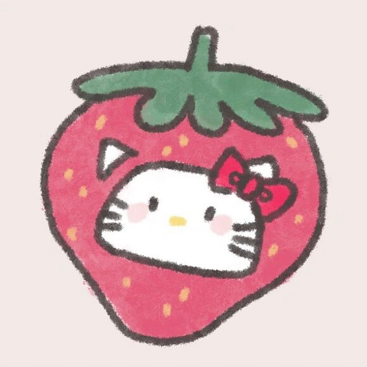 最近准备练习水果系列的可爱涂鸦 就画了kitty啦 第一次尝试还请多多