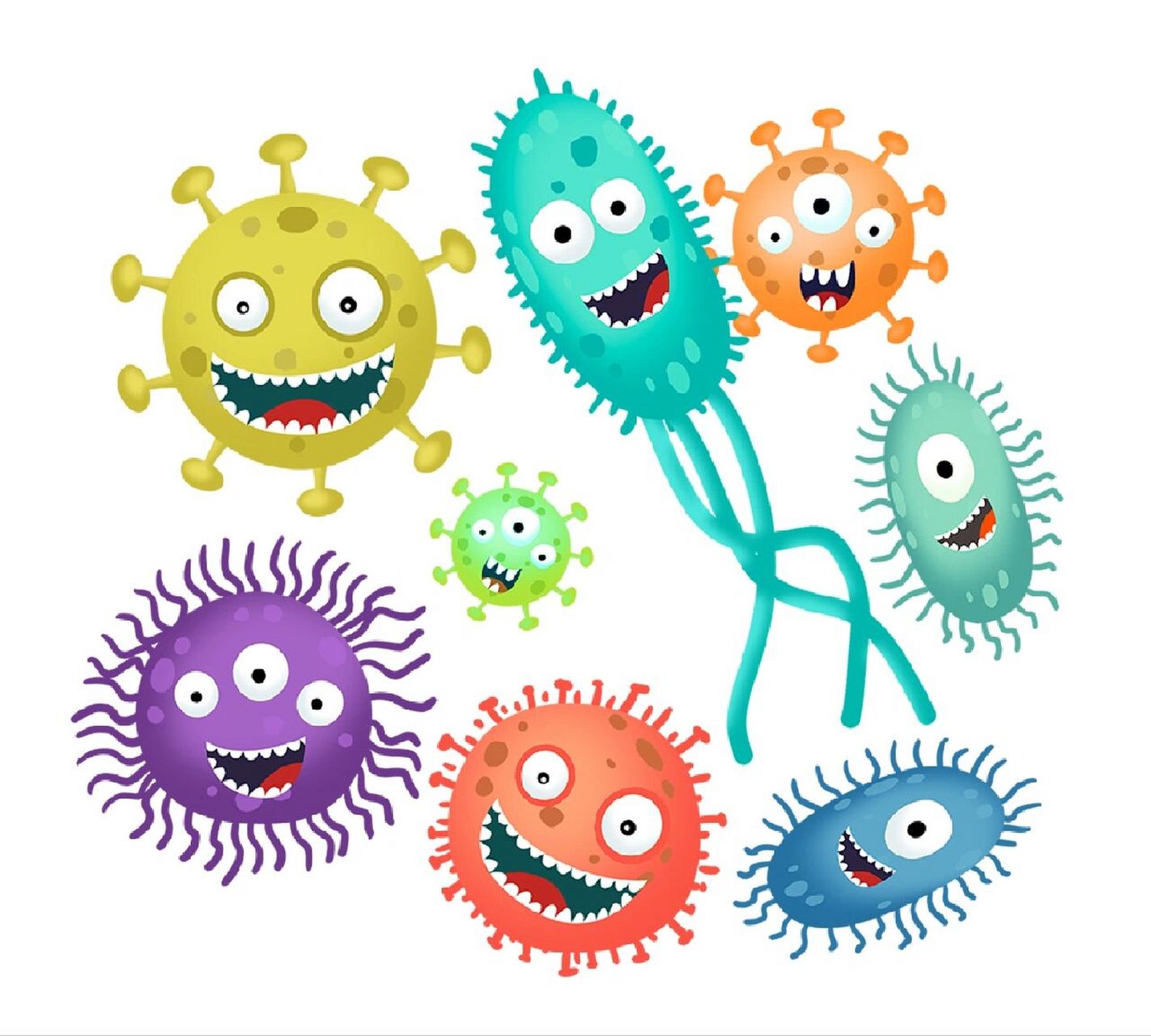 绘画素材‖病毒细菌卡通手绘合集 04040404 难得出一次门