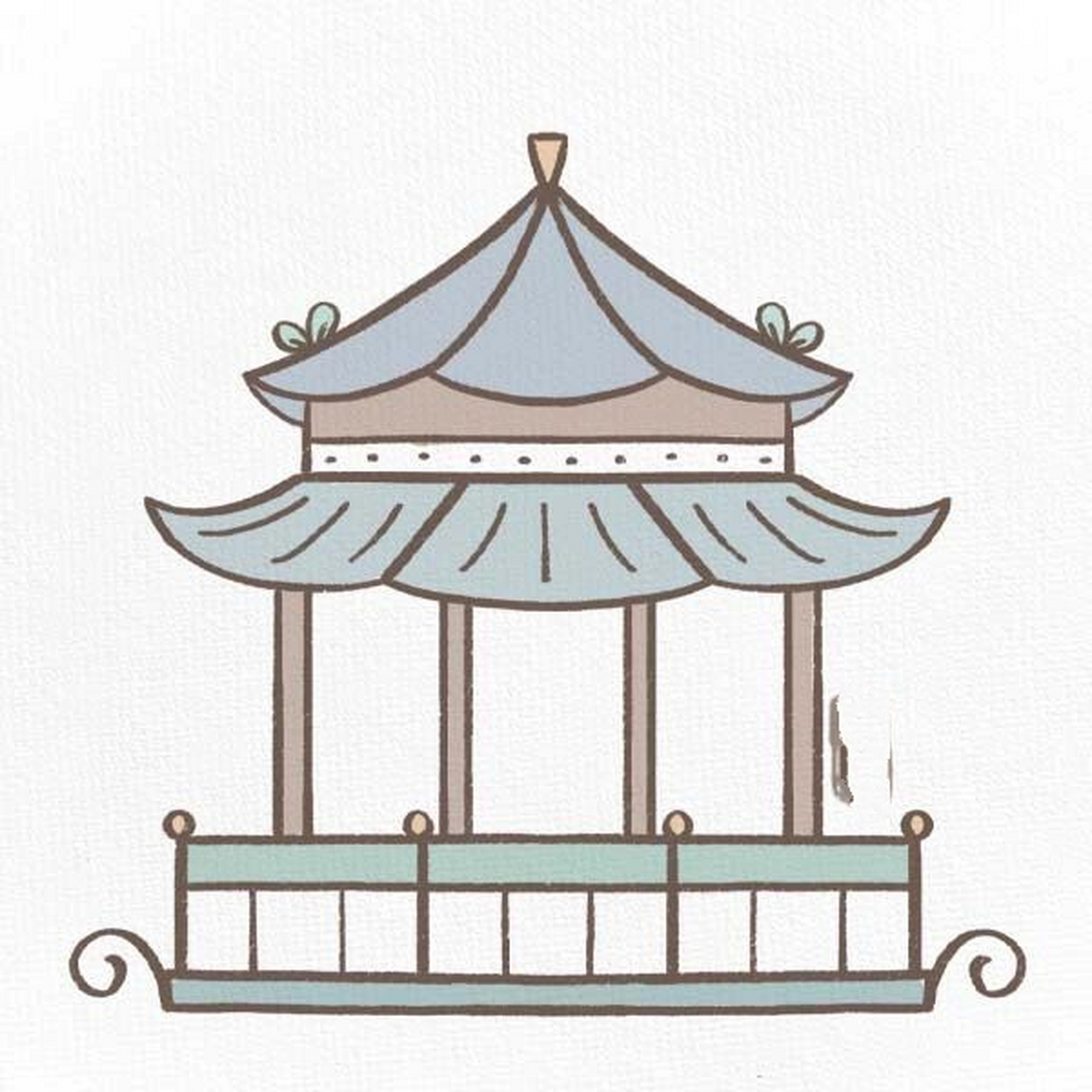 原创|古风|建筑|简笔画 【古风建筑】新书里介绍的方法,画建筑也可以