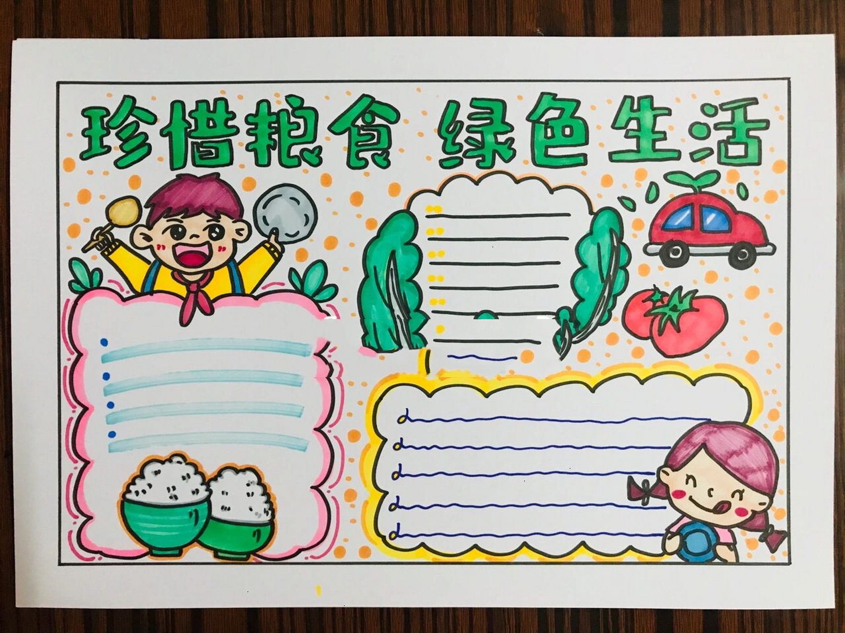 【手抄报】粮食安全 杜绝餐饮浪费 绿色生活