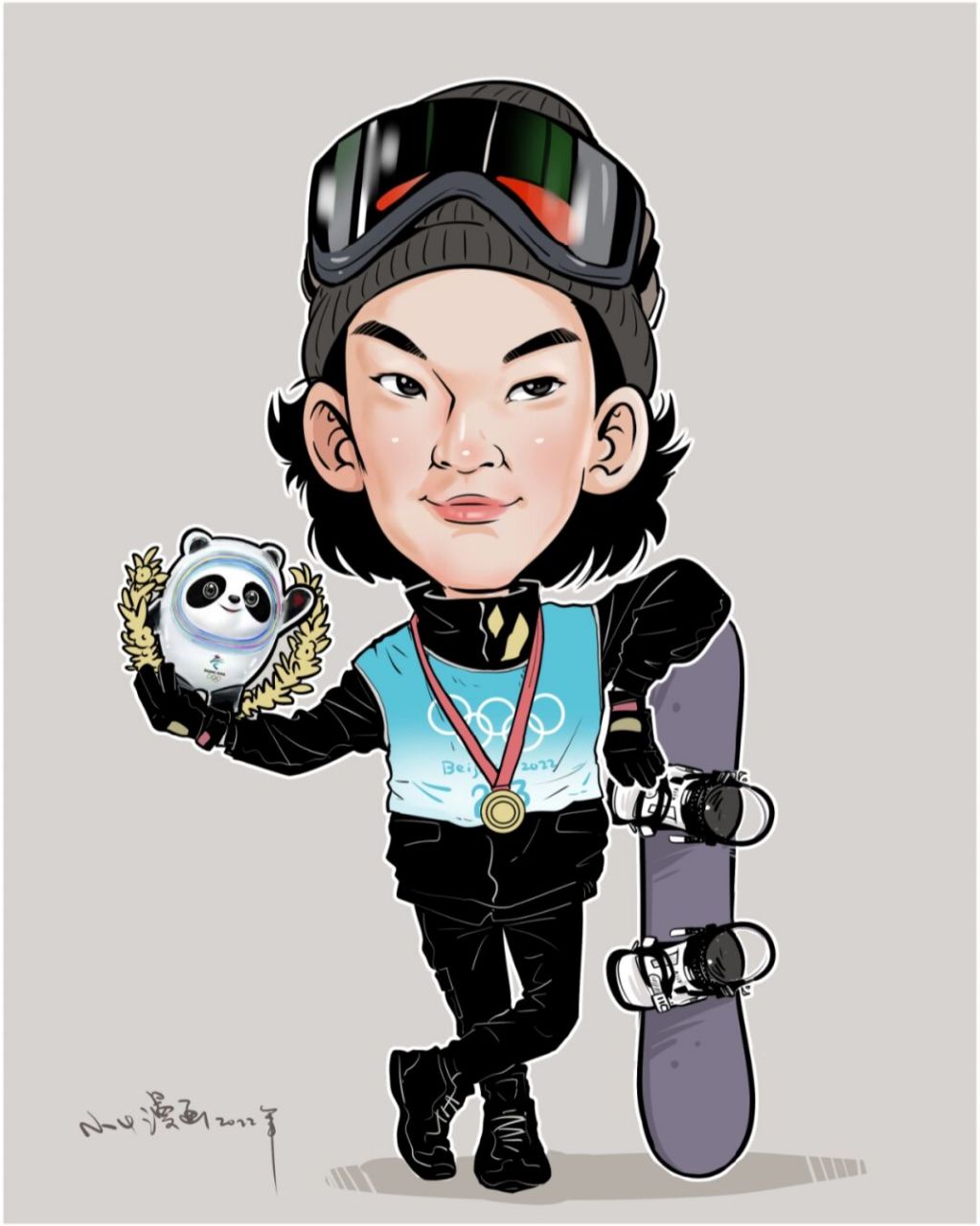 小4漫画:苏翊鸣单板滑雪大跳台夺冠 2月15日,苏翊鸣收获单板滑雪男子