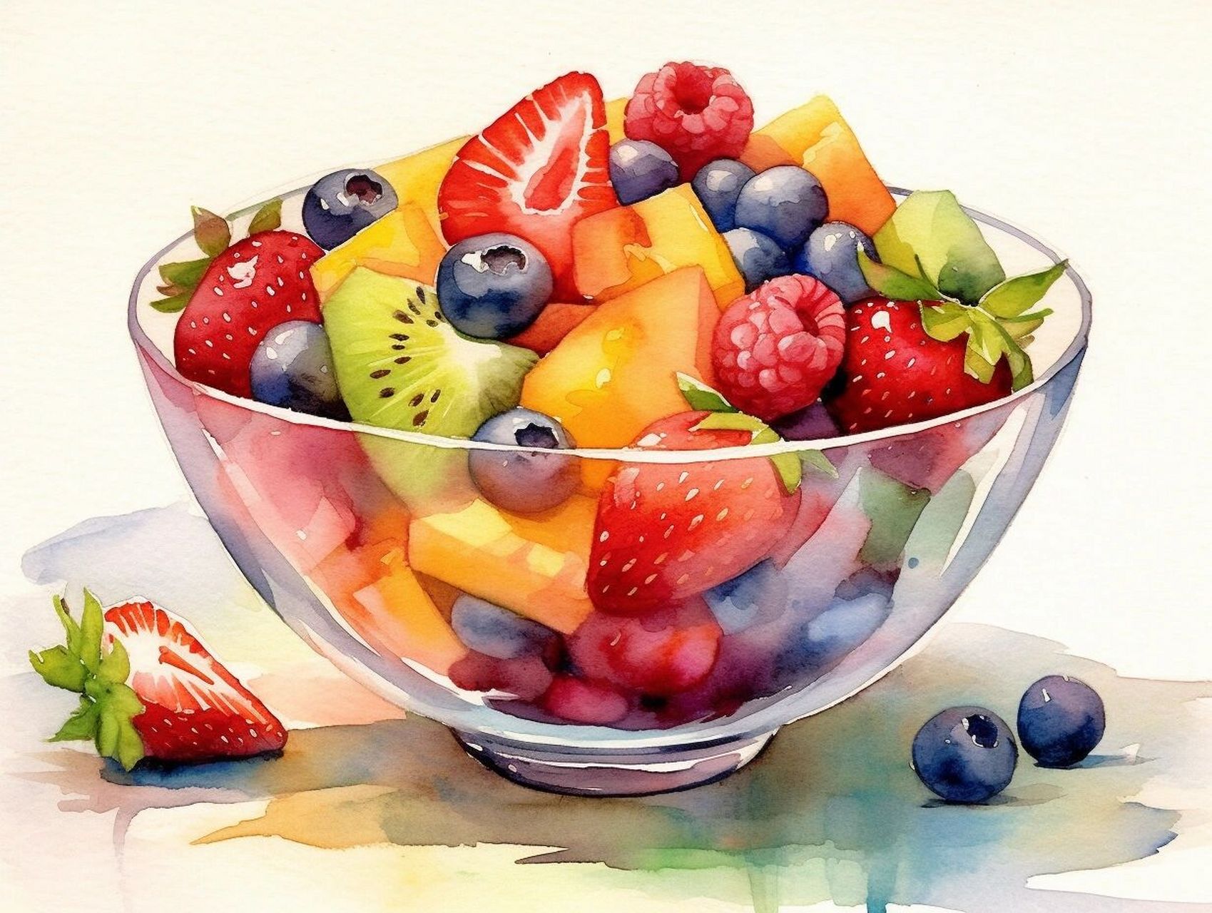 水彩水果沙拉