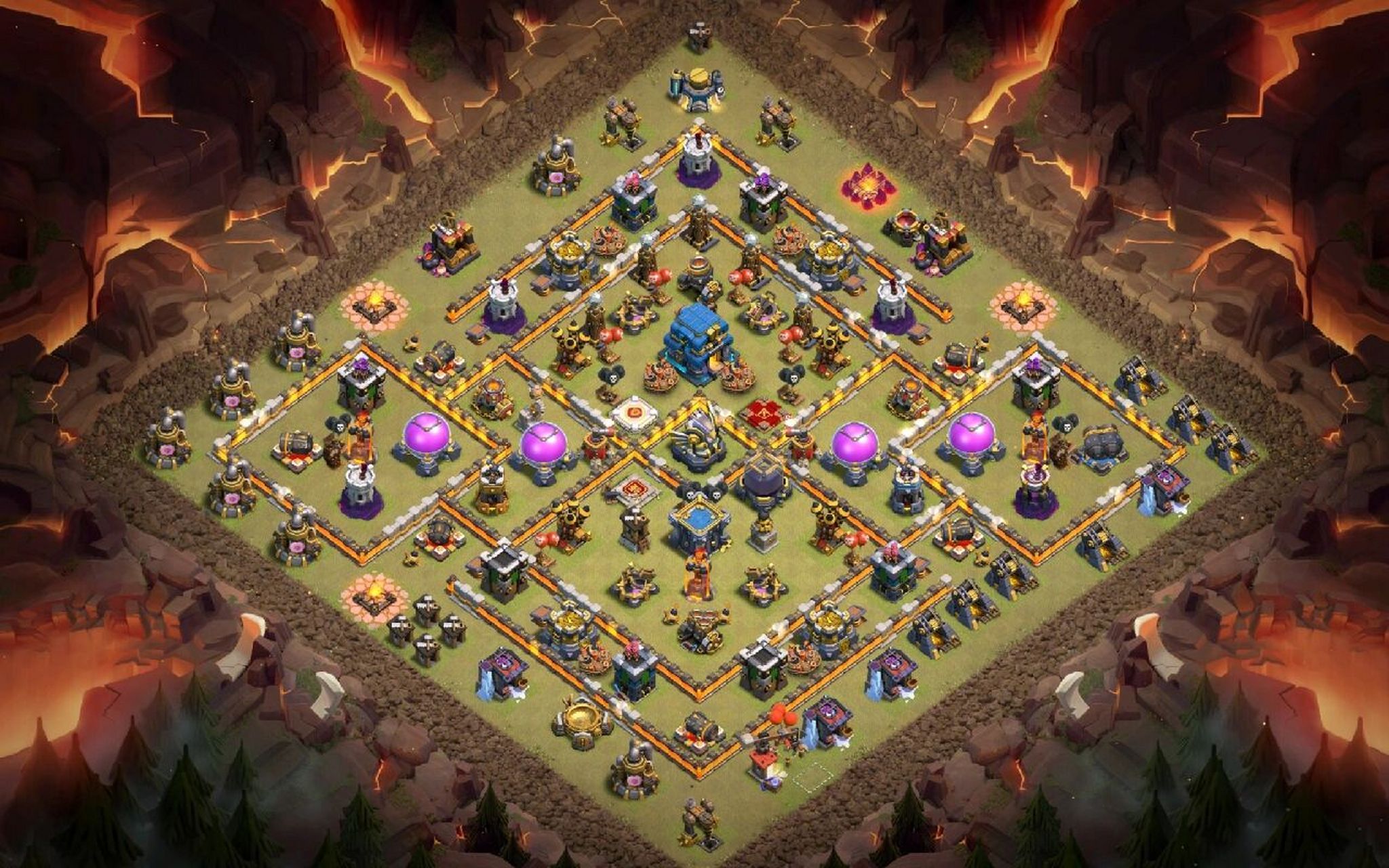 部落冲突12本阵型分享有连街 自己用的一个12本阵型,96版本可以通过