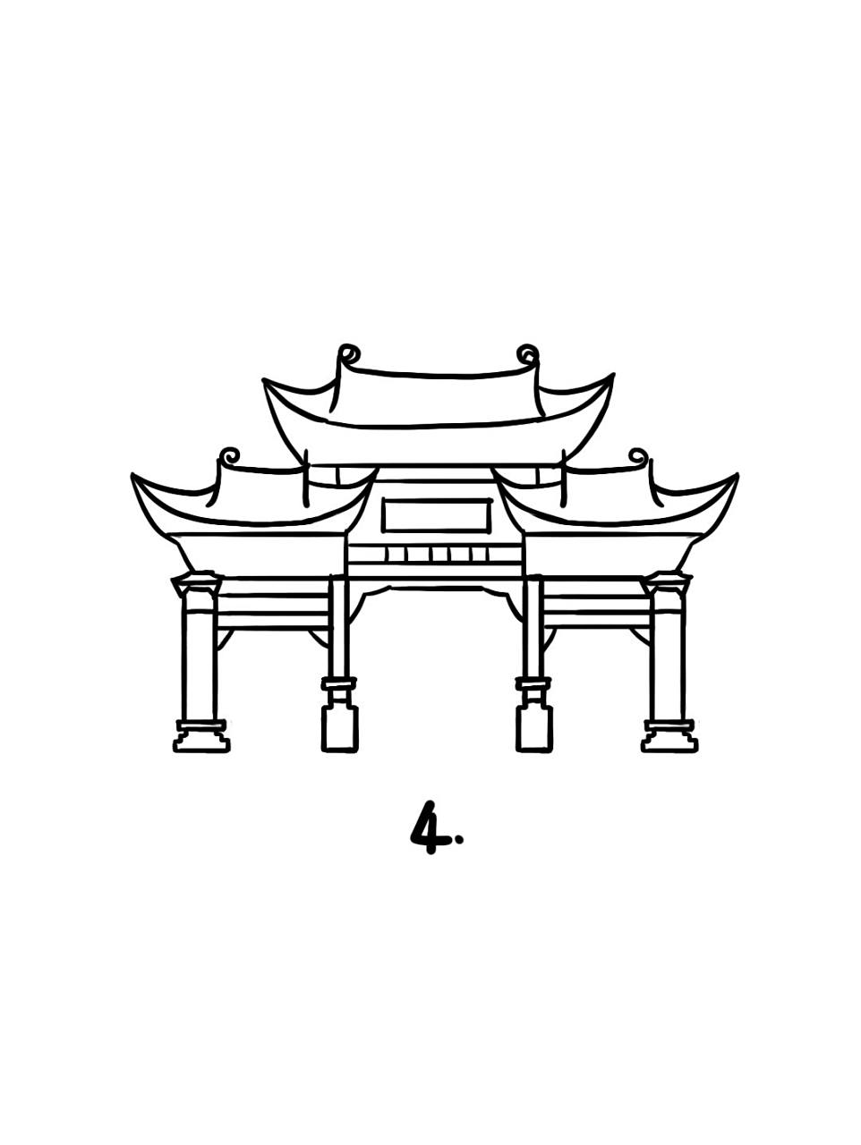 如何画金马碧鸡坊|地标建筑简笔画教程35 金马碧鸡坊位于昆明市中心三