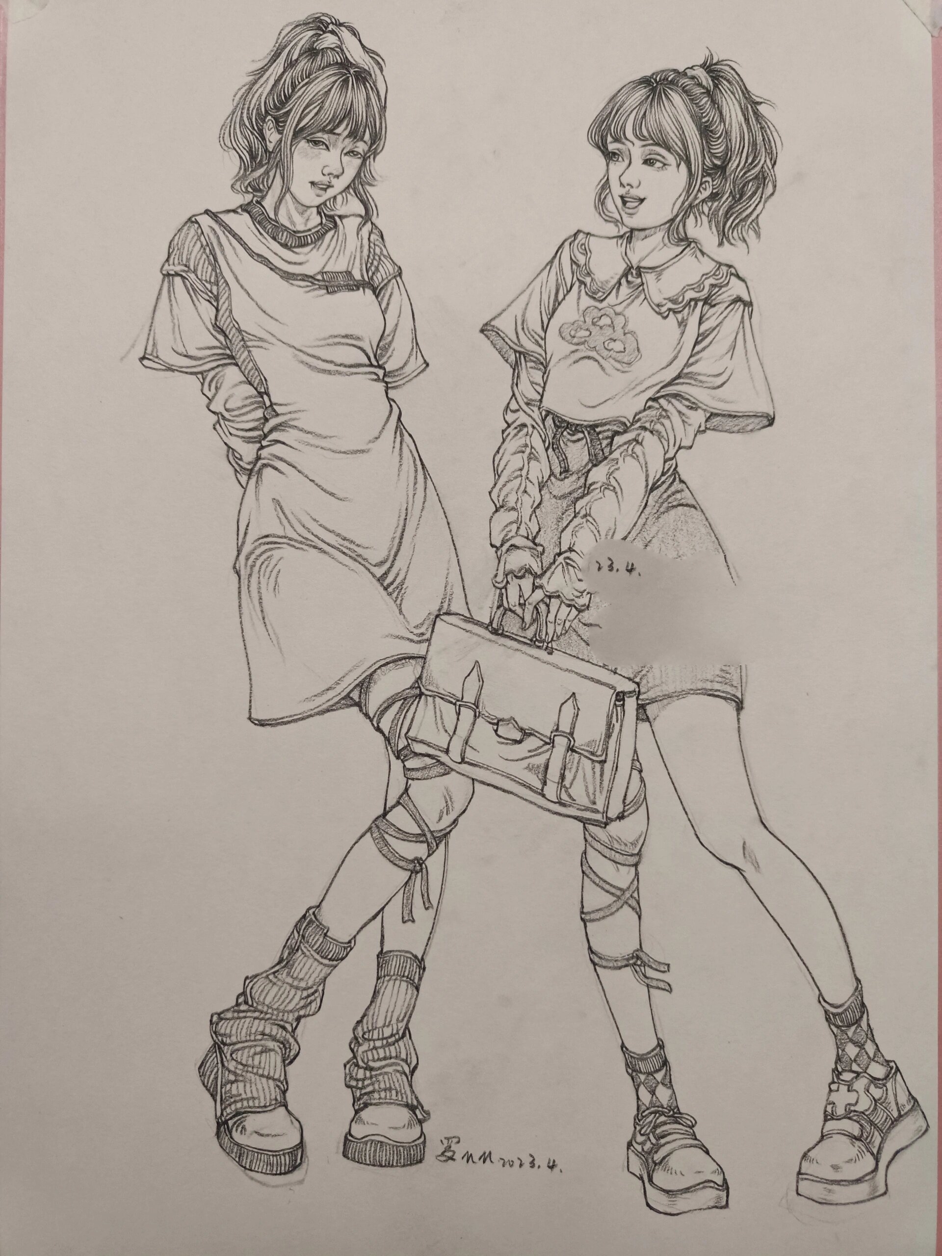 速写双人组合(线描)