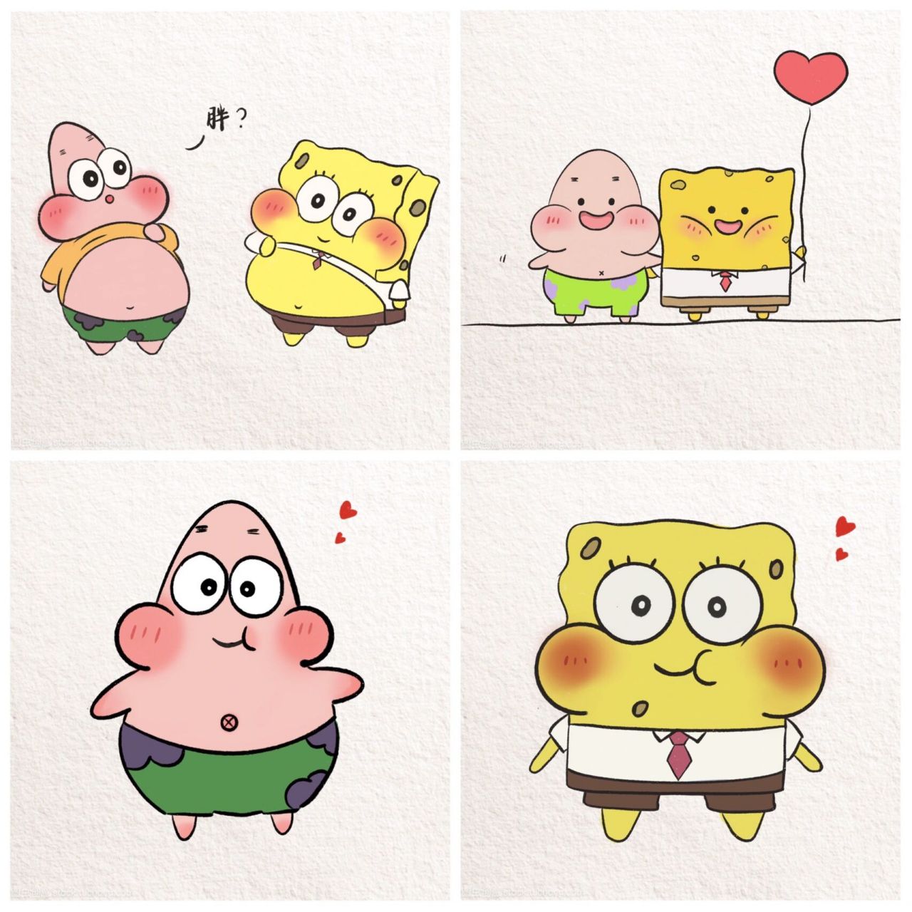 超可爱简笔画:海绵宝宝和派大星 超可爱海绵宝宝头像 海绵宝宝:派大星
