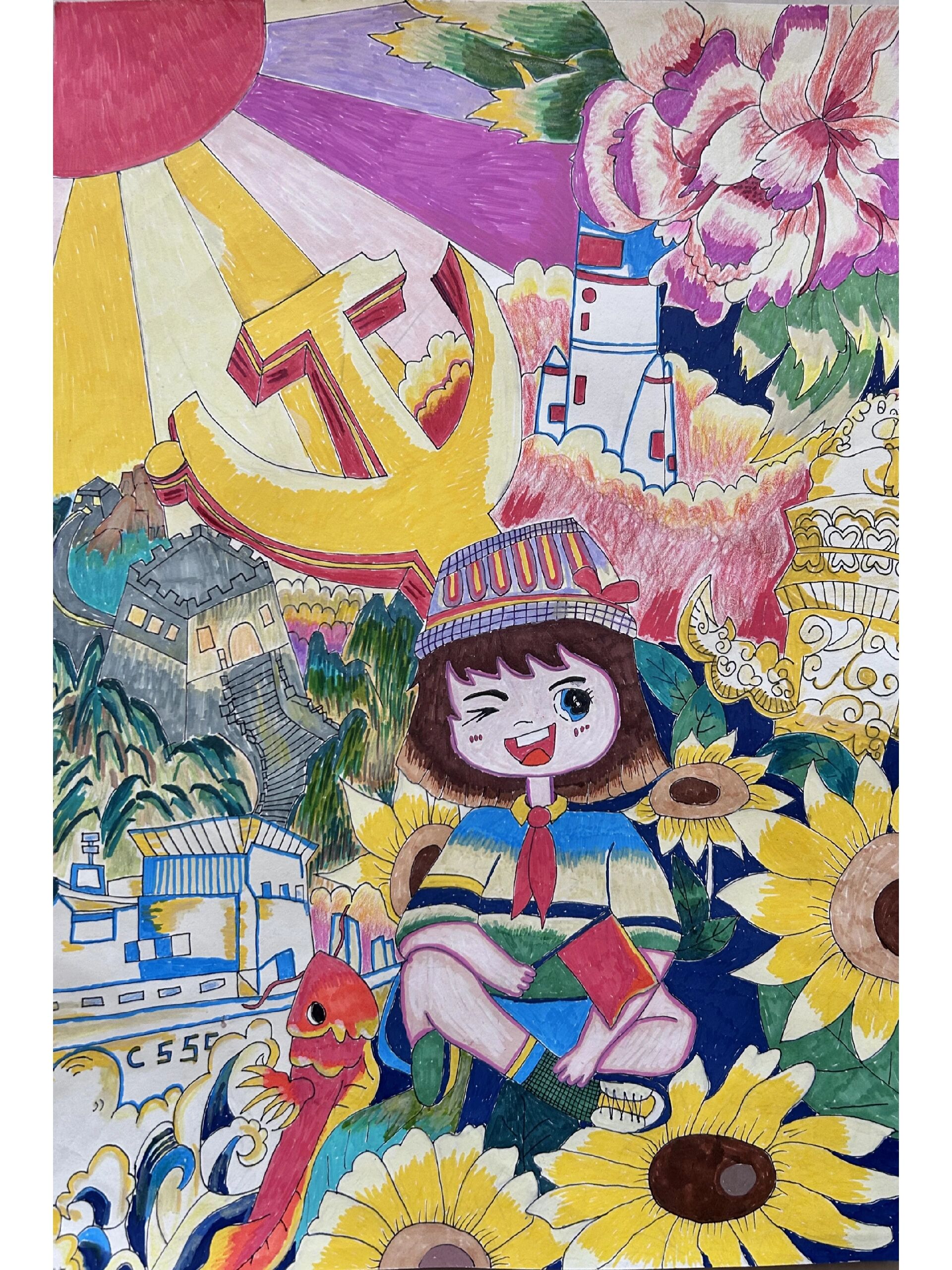 听党话,感党恩,跟党走主题绘画