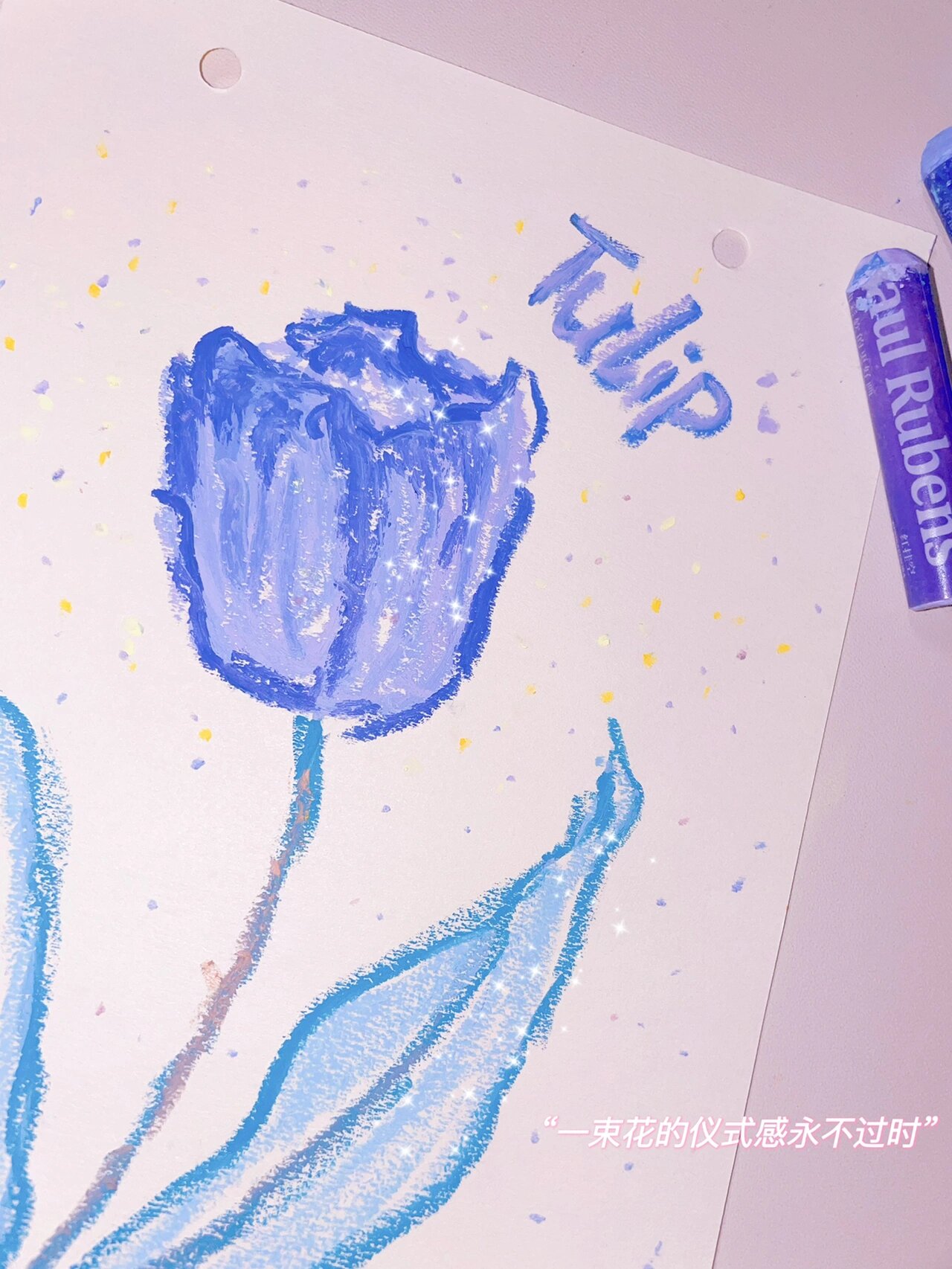 tulip| 梦幻紫郁金香简笔画🌷 蓝紫色系花瓣打底