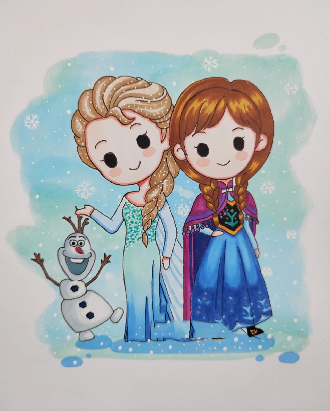 马克笔手绘/临摹冰雪姐妹花