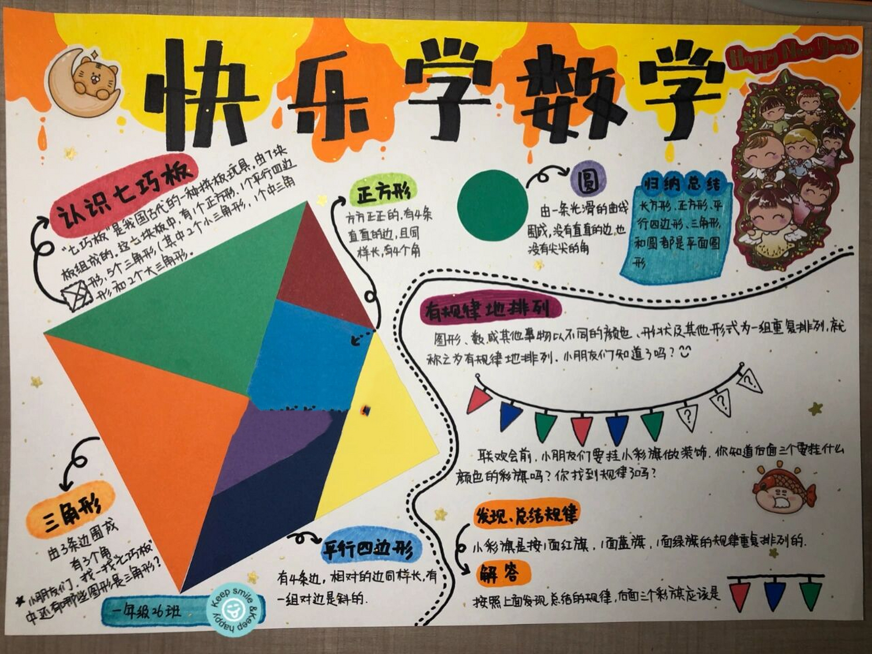 一年级下数学手抄报 这七巧板把我剪的精疲力尽