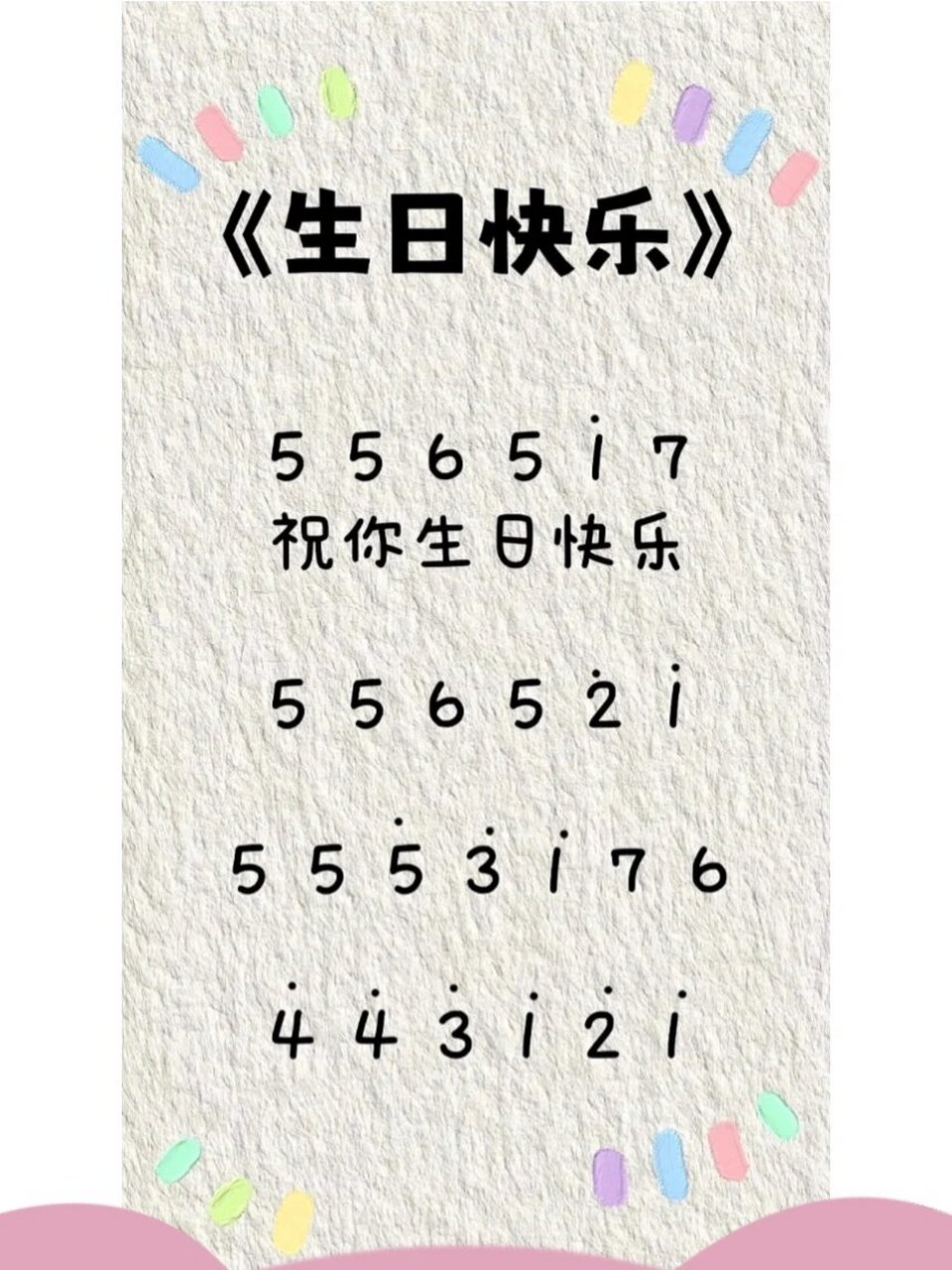 拇指琴琴谱《生日快乐》 非原创