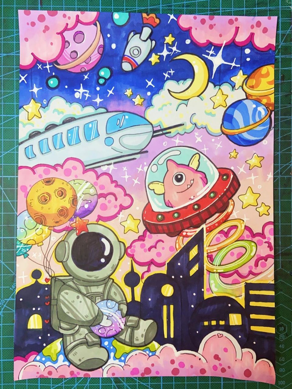 科幻画比赛 第二弹 指导学生作品已参赛 (本图原稿a4可售) 请勿抄袭