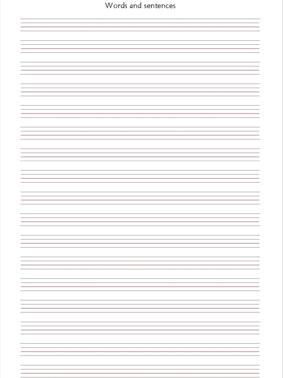 最近娃开始书写英语单词了,找了一个书写纸的模板,空白的,大家可以