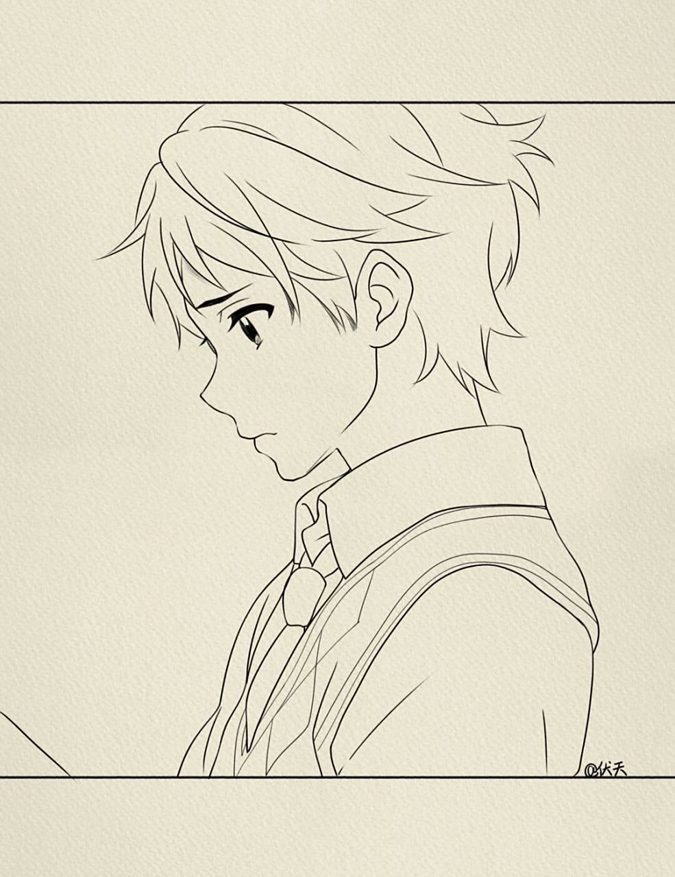 季节总是走向金黄,少年也终将成为宝藏 #动漫男头# #男头# #铅笔画