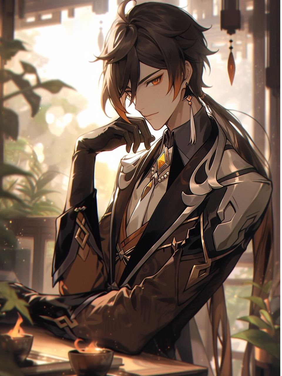 【原神插画】钟离丨精美壁纸 (含完整咒语)左下角进入  应"往生堂"