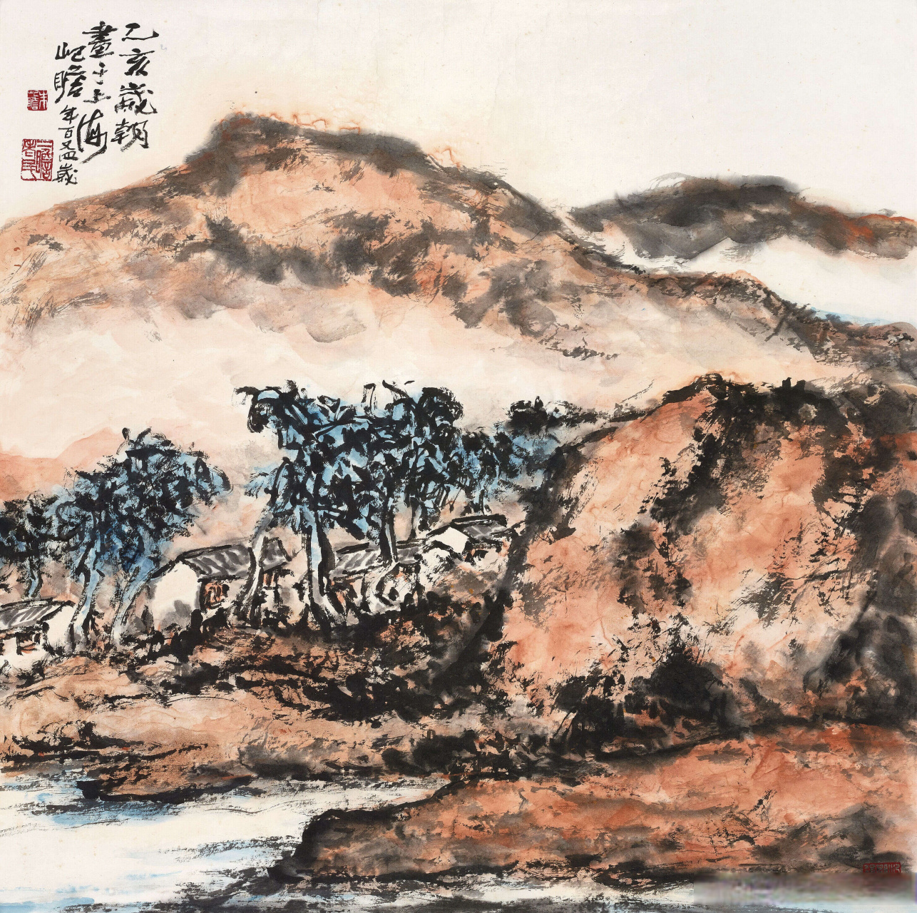 画家朱屺瞻山水画