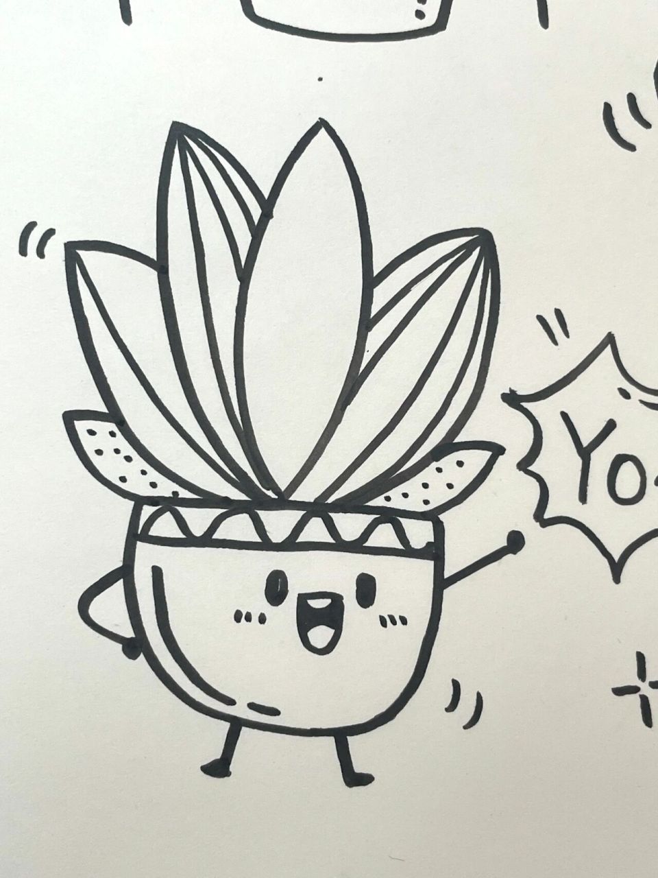113简笔画|可爱的植物91小表情手帐素材～ 96打卡一张植物小表情