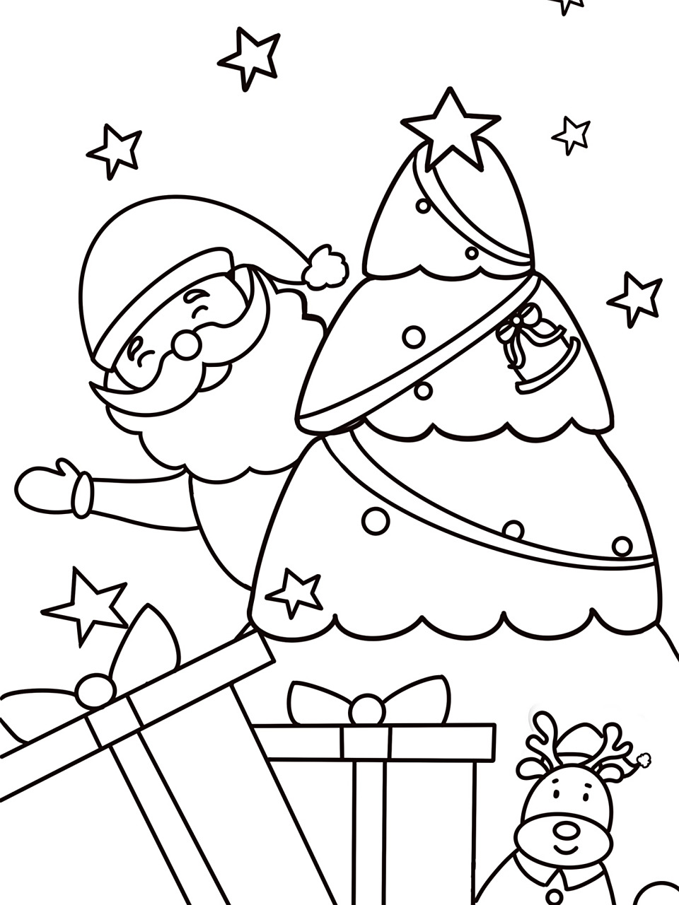 圣诞树90圣诞老人91儿童创意画 简笔画 简单好看 有线稿哦#儿童简