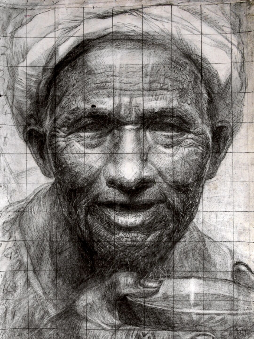 罗中立《父亲》素描草稿