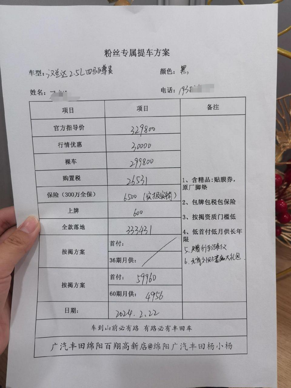 汉兰达四驱尊贵版绵阳本地最新落地和分期方案,只加油不充电,一公里