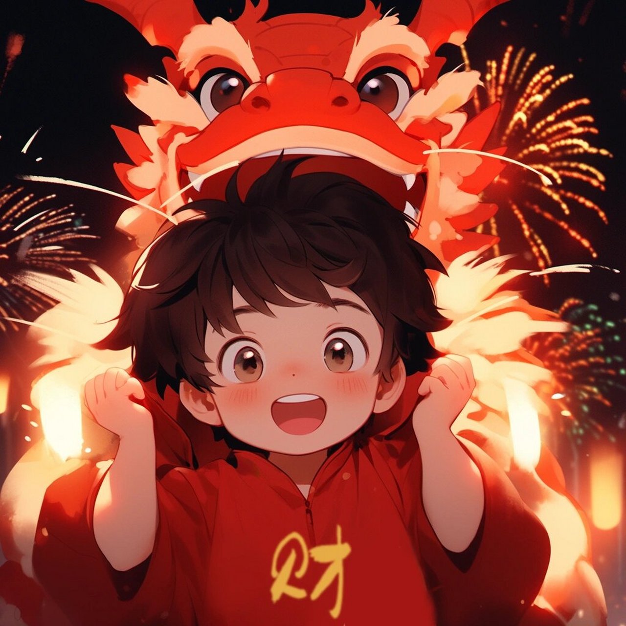 红红火火 好运龙龙|新年情头 #情侣头像# #国潮插画# #新年头像# #新