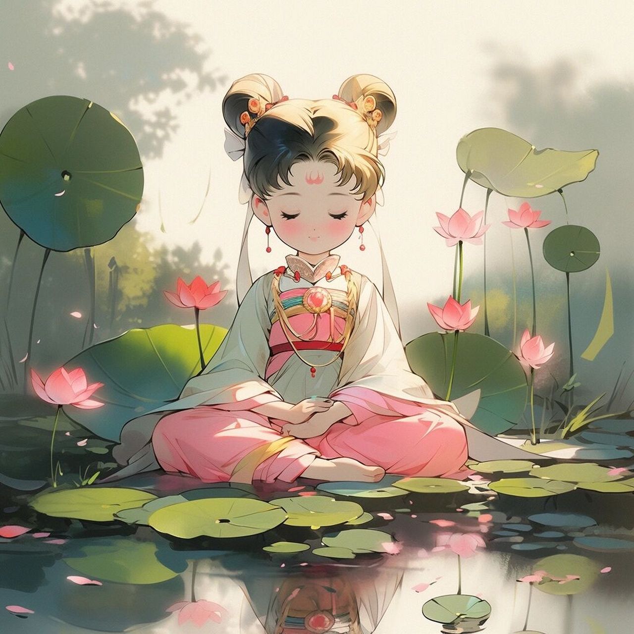 平安 | 好运 | 暴富 | 有人爱(荷花女头像)