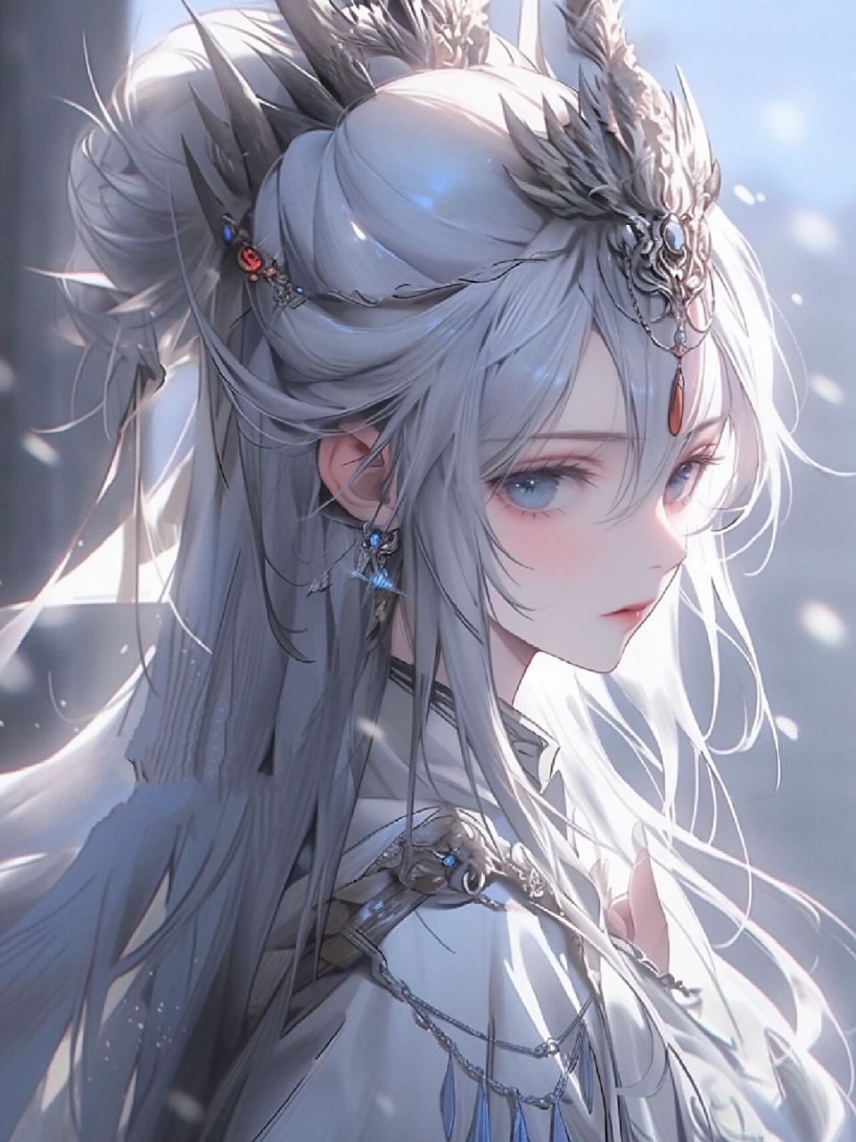 女生头像|清冷高贵温柔的白发神女 晚风吹起你鬓间的白发,抚平回忆留