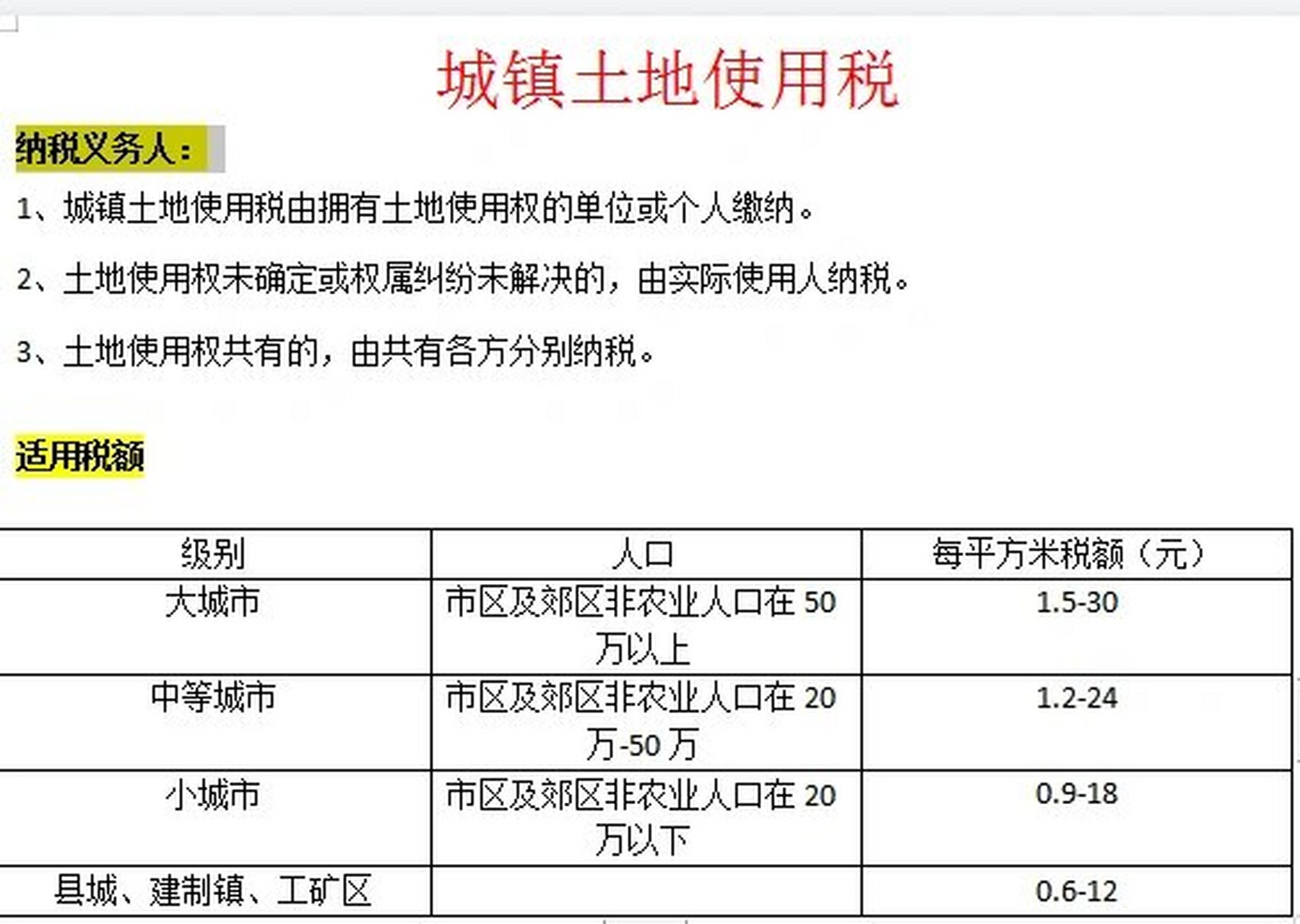 城镇土地使用税,看这一篇就够了 城镇土地使用税是以开征范围内的土地