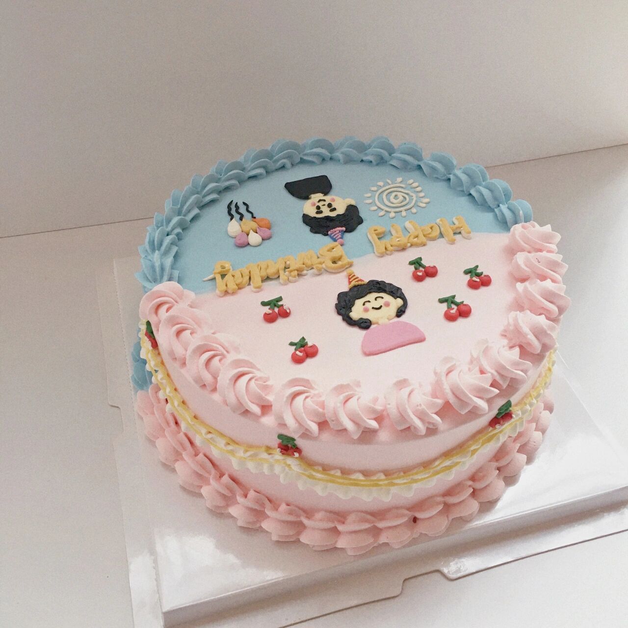 爸爸,奶奶同天生日双面蛋糕|淮安